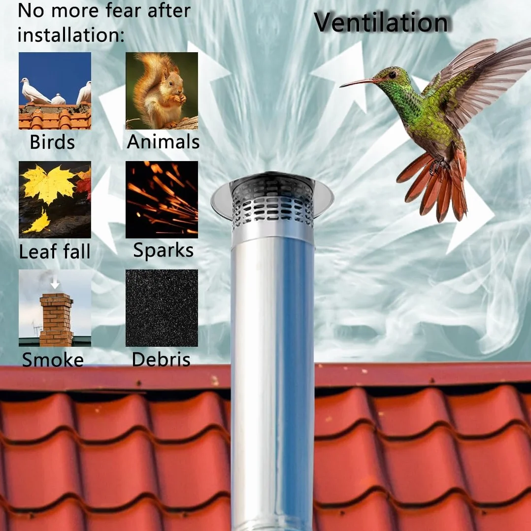 110 Mm/160 Mm/200 Mm/250 Mm/300 Mm Tapa Para Chimenea De Acero Inoxidable 304, Sombrero De Ventilación Chino, Sombrerete De Nieve De Lluvia, Protector De Pájaro Para Chimenea(250 mm-9.8 in)