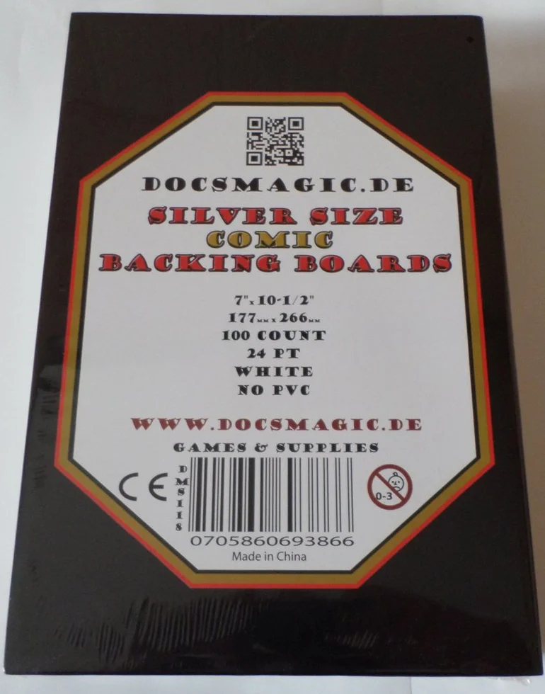 docsmagic.de 100 Sliver Size Comic Book Backing Boards 7" x10-1/2-24pt White - Tapas Traseras - Blanco