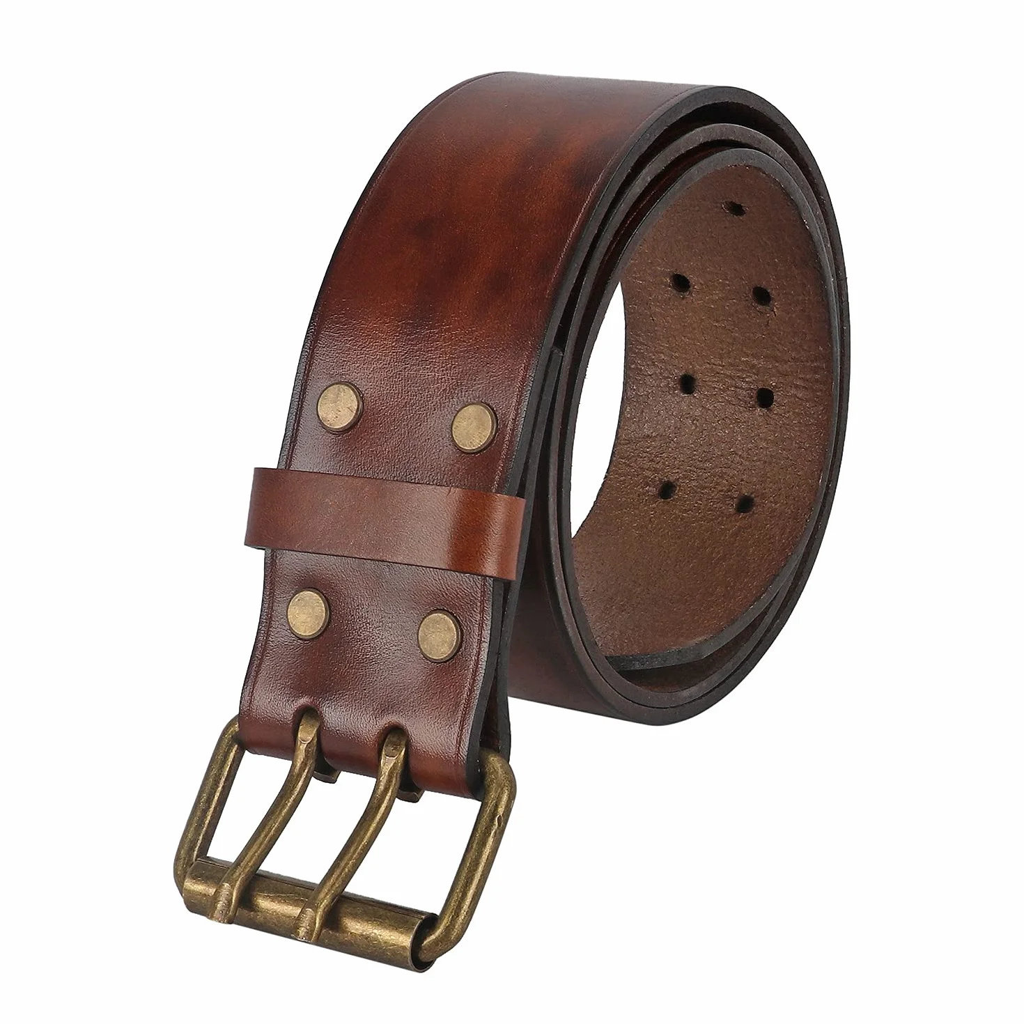 TOURBON - Cinturón de cuero vacuno de lujo para bricolaje, taller, bolsa de herramientas, correa de vaquero occidental para hombre