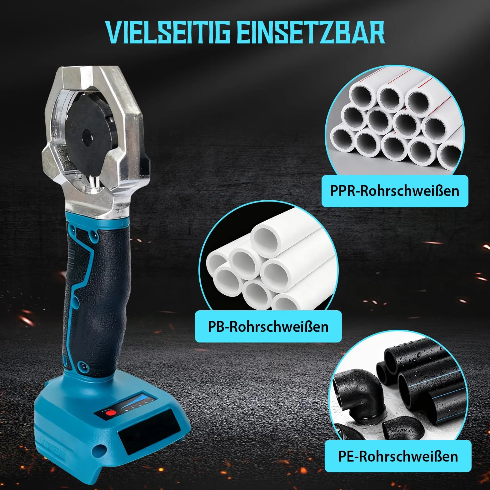 Soldador de Plastico,Máquina de Soldadura de Tubos PPR,compatible con Makita,Máquina de Soldadura de Plástico de Fusión Caliente,Tres Cabezales de Corte 20/25/32 mm,para Tubos PPR,PB,PE