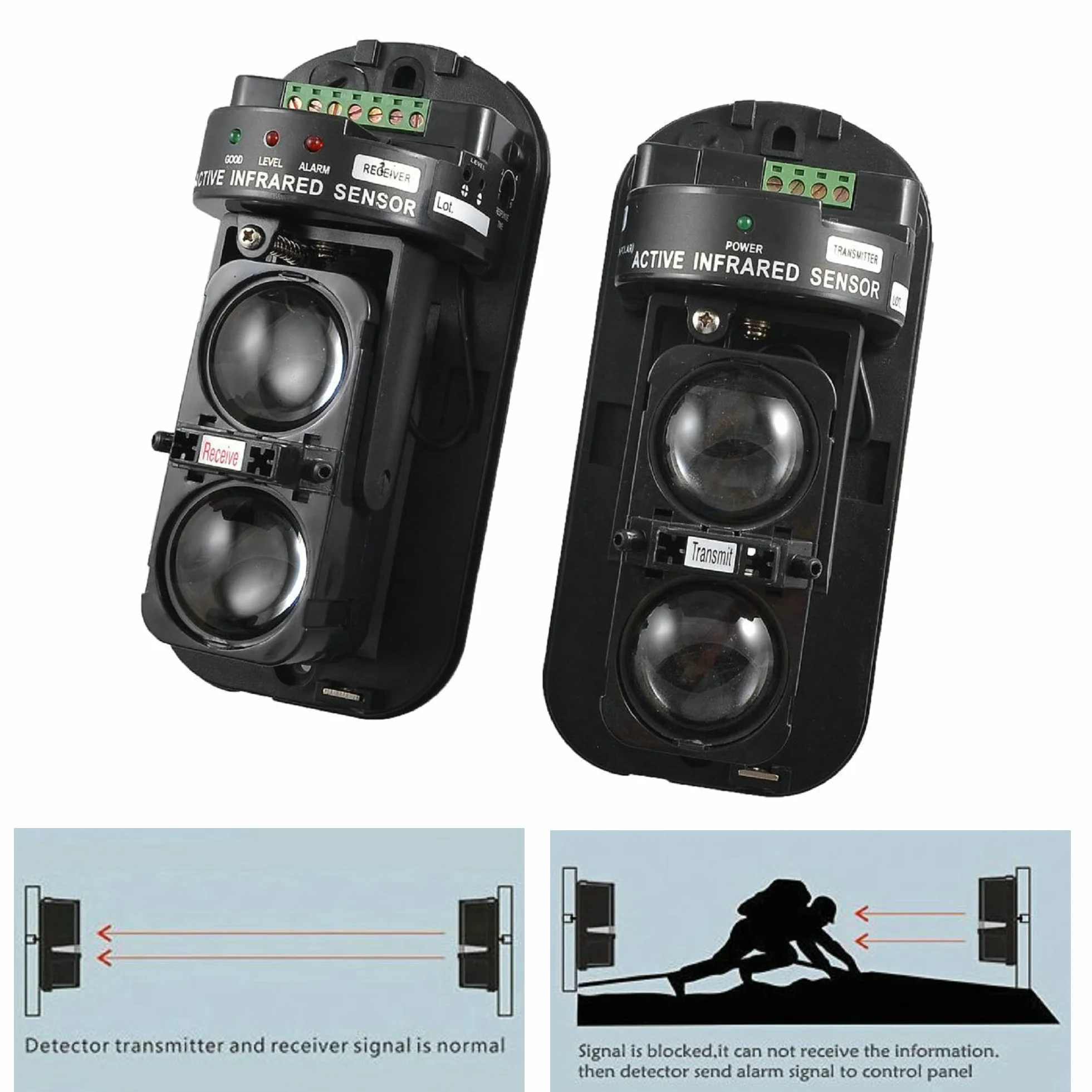 GuDoQi Detector IR de Seguridad de Doble Haz 100m Fotoeléctrico Alarma de Seguridad en el Hogar Detector de Infrarrojos Sensor