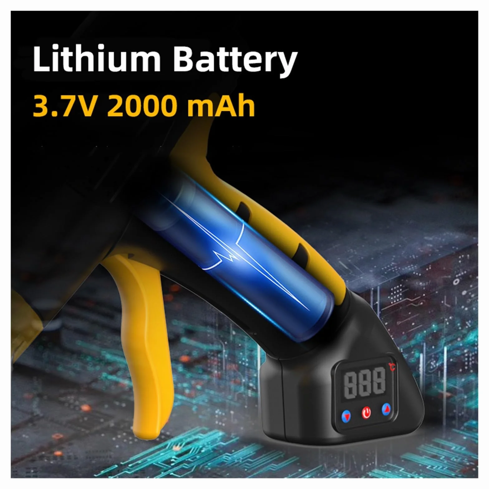 Pistola Pegamento Caliente, Pistola de pegamento de fusión en caliente con batería de litio inalámbrica, 60w, pantalla Digital, temperatura ajustable, uso, barra de pegamento de 7mm, herramienta de re