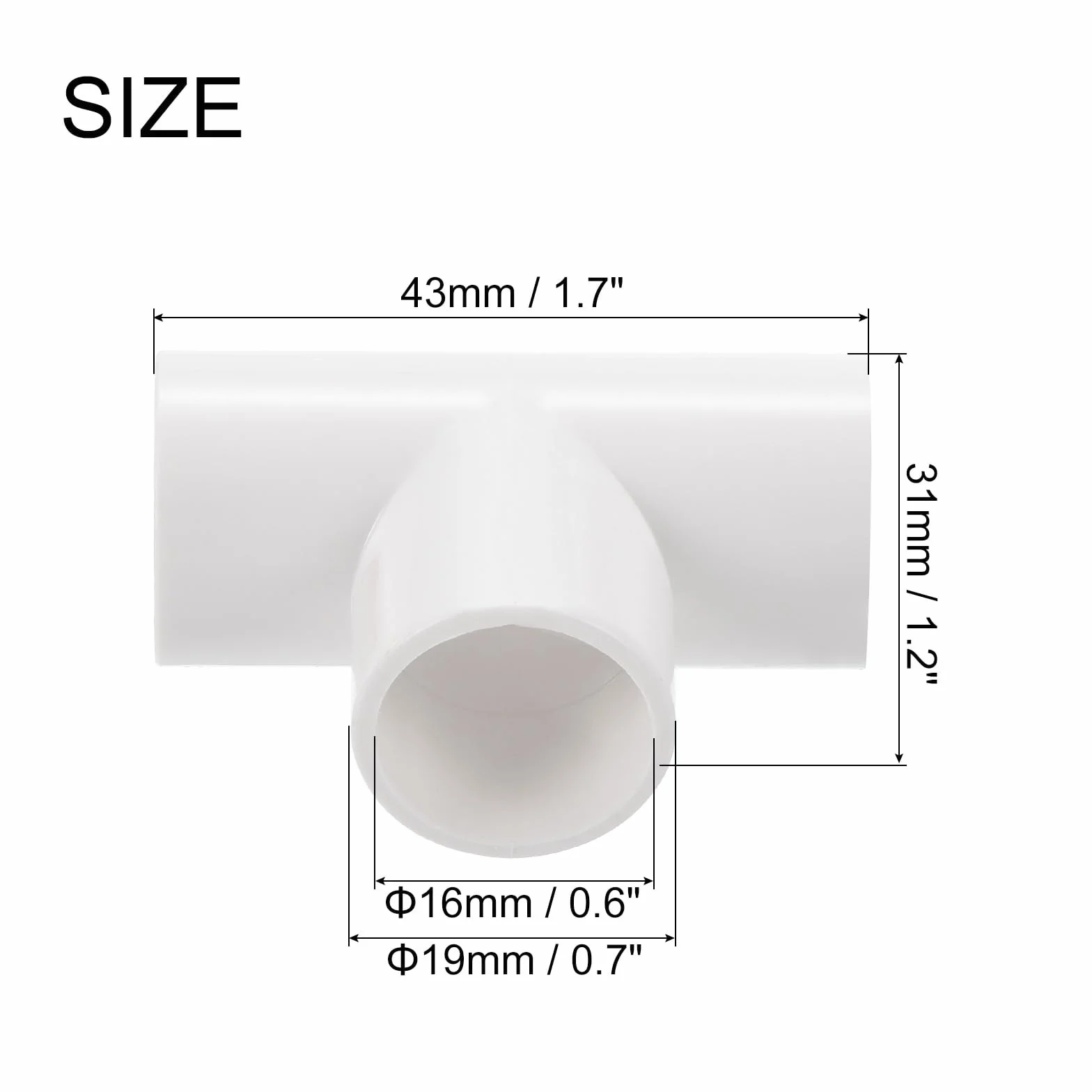QUARKZMAN Acoplador de Tubo PVC T 3 Vías, 16 mm, Blanco, para Conducto Eléctrico, Paquete 30