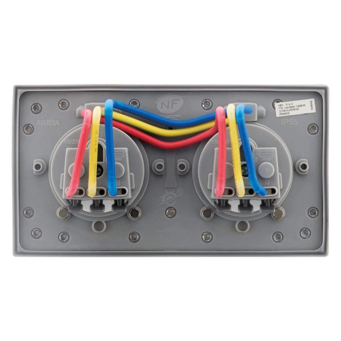 Zenitech - Toma de suelo 16A 2P+T acabado aluminio cepillado - IP55 doble