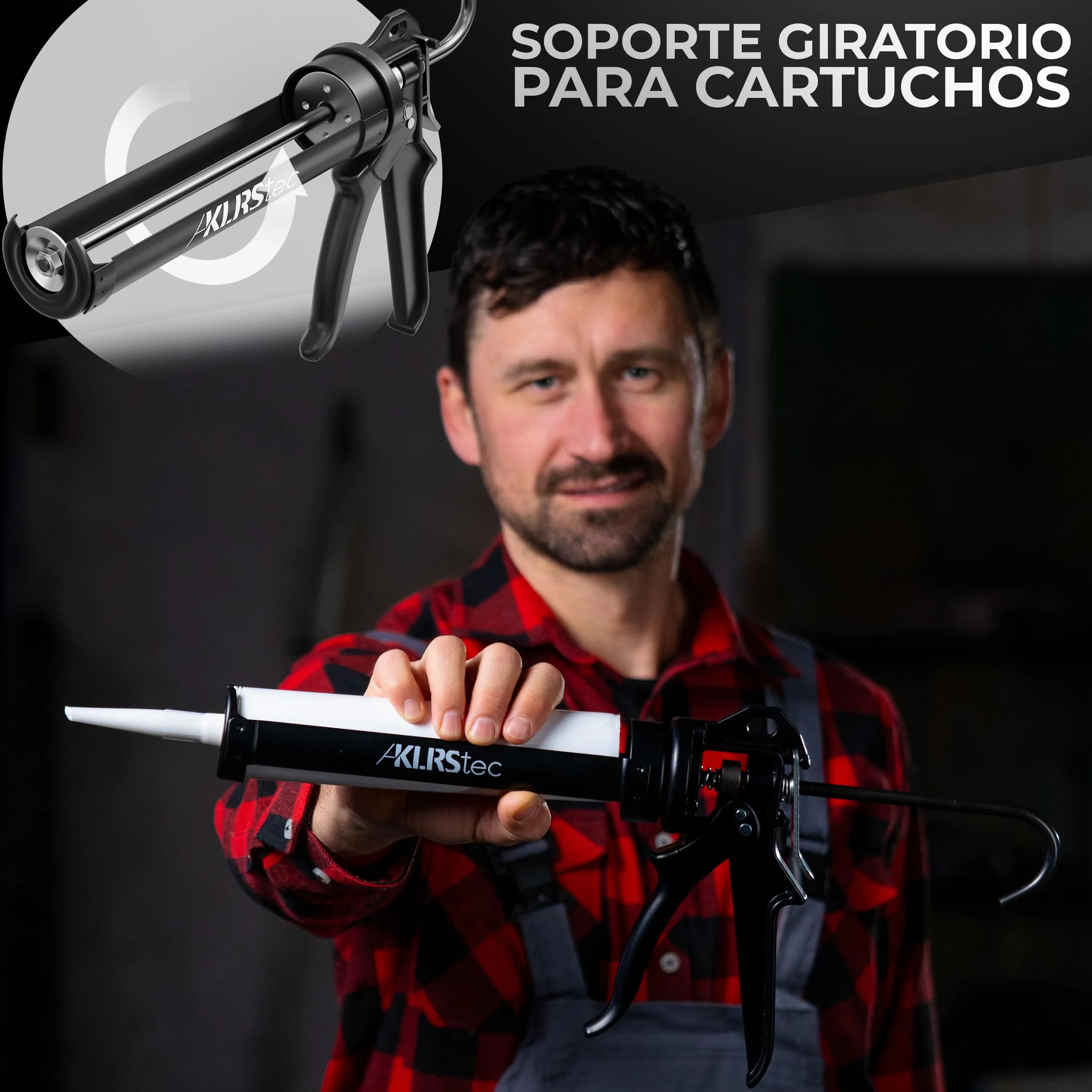 KLRStec Pistola Profesional para Cartuchos de Silicona de Aluminio para Sellado y Rejuntado, Compatible con Cartuchos de 310 ml
