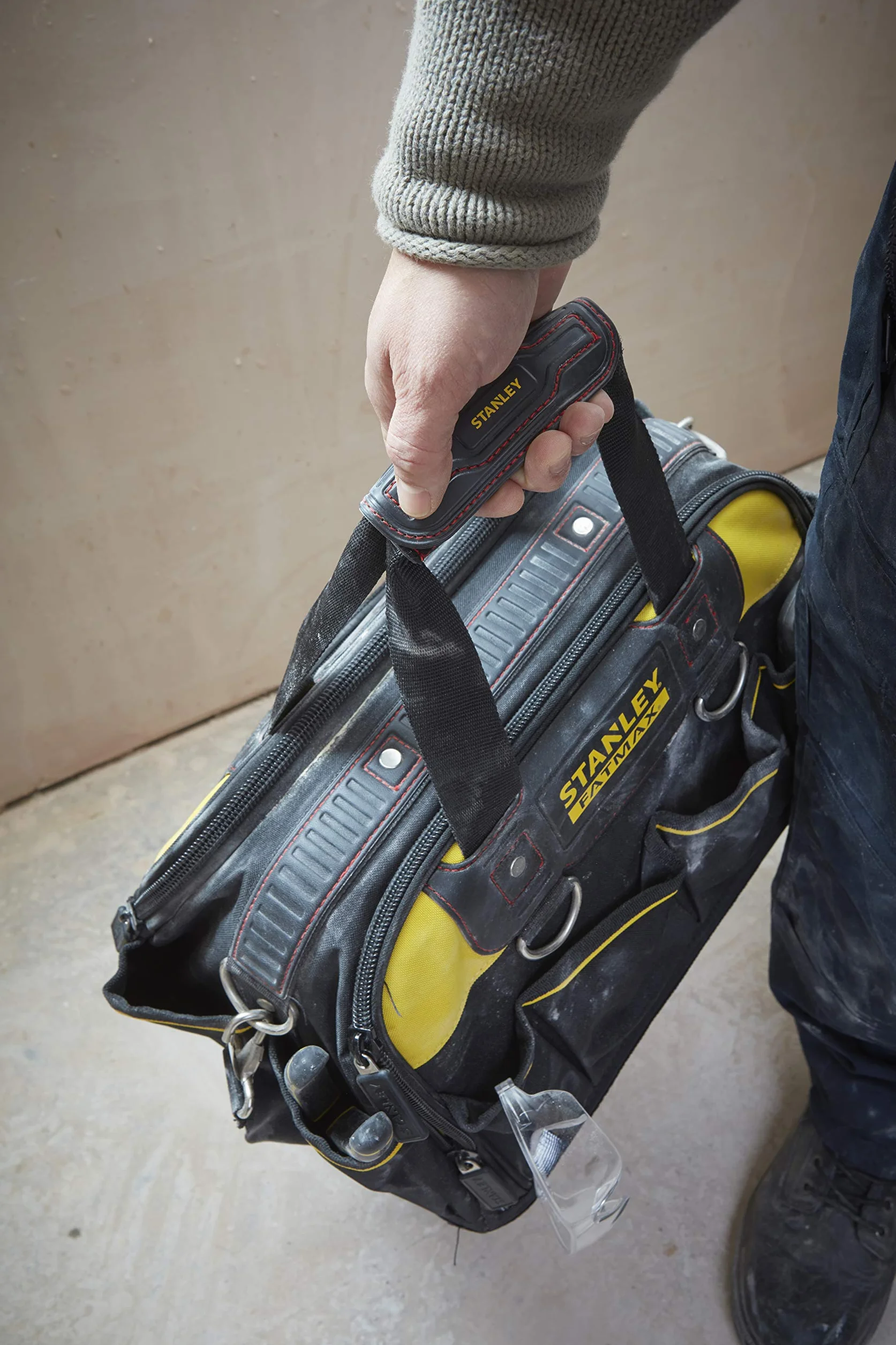 STANLEY FATMAX Bolsa de Herramientas Acceso Múltiple, Estructura Rígida, Tamaño 41x29x24 cm, Bolsillo frontal con cierre, Asa ajustable, Acceso a las herramientas, FMST1-73607