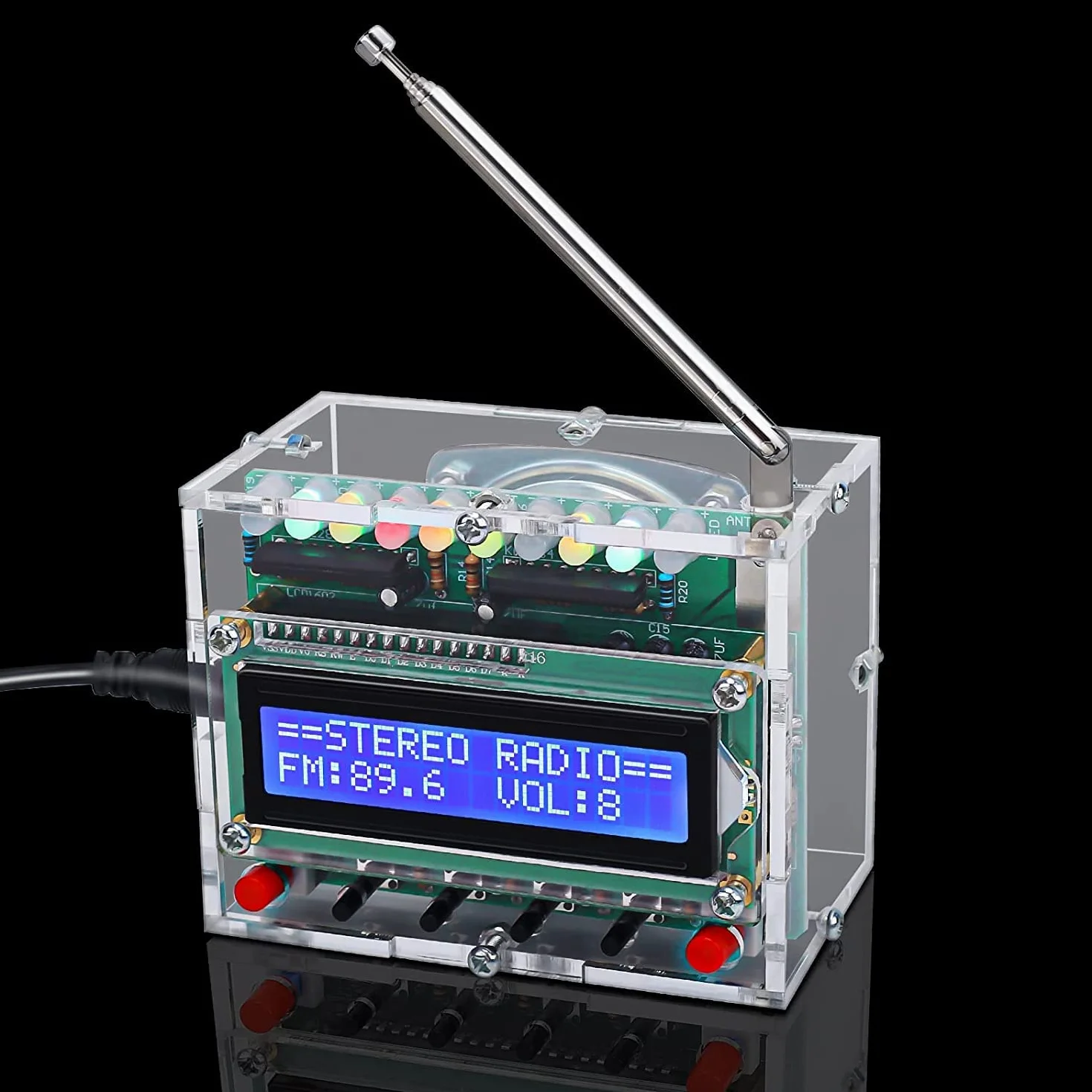 DONGKER Kit de Radio FM Digital Con Pantalla LCD 87-108 MHz, Proyecto de Soldadura, Electrónica, Receptor Inalámbrico Para Aprendizaje y Enseñanza
