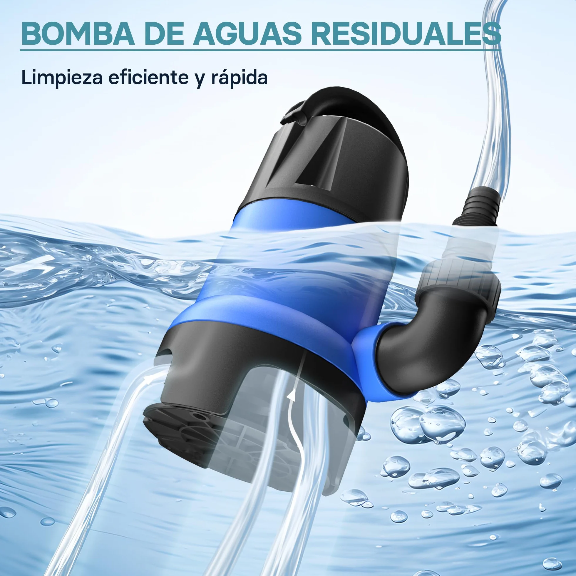 WilTec Bomba sumergible de Plástico para aguas sucias 400W 7500 litros/h Jardín Pozos Drenaje Bombeo agua Extracción agua