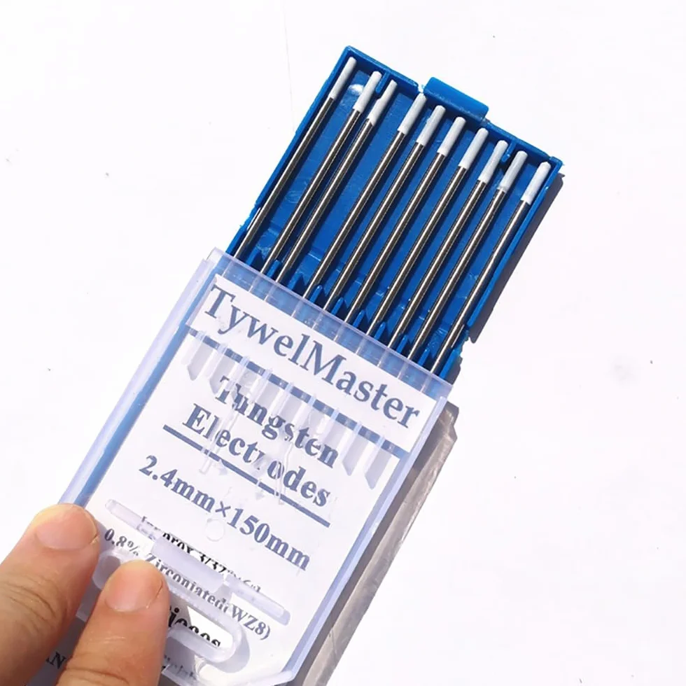 10 piezas de electrodos de tungsteno para soldar, varilla de electrodos de soldadura TIG de 2,4 * 150 mm, tungsteno circoniado WZ8 con punta blanca para aleación, aluminio, metal
