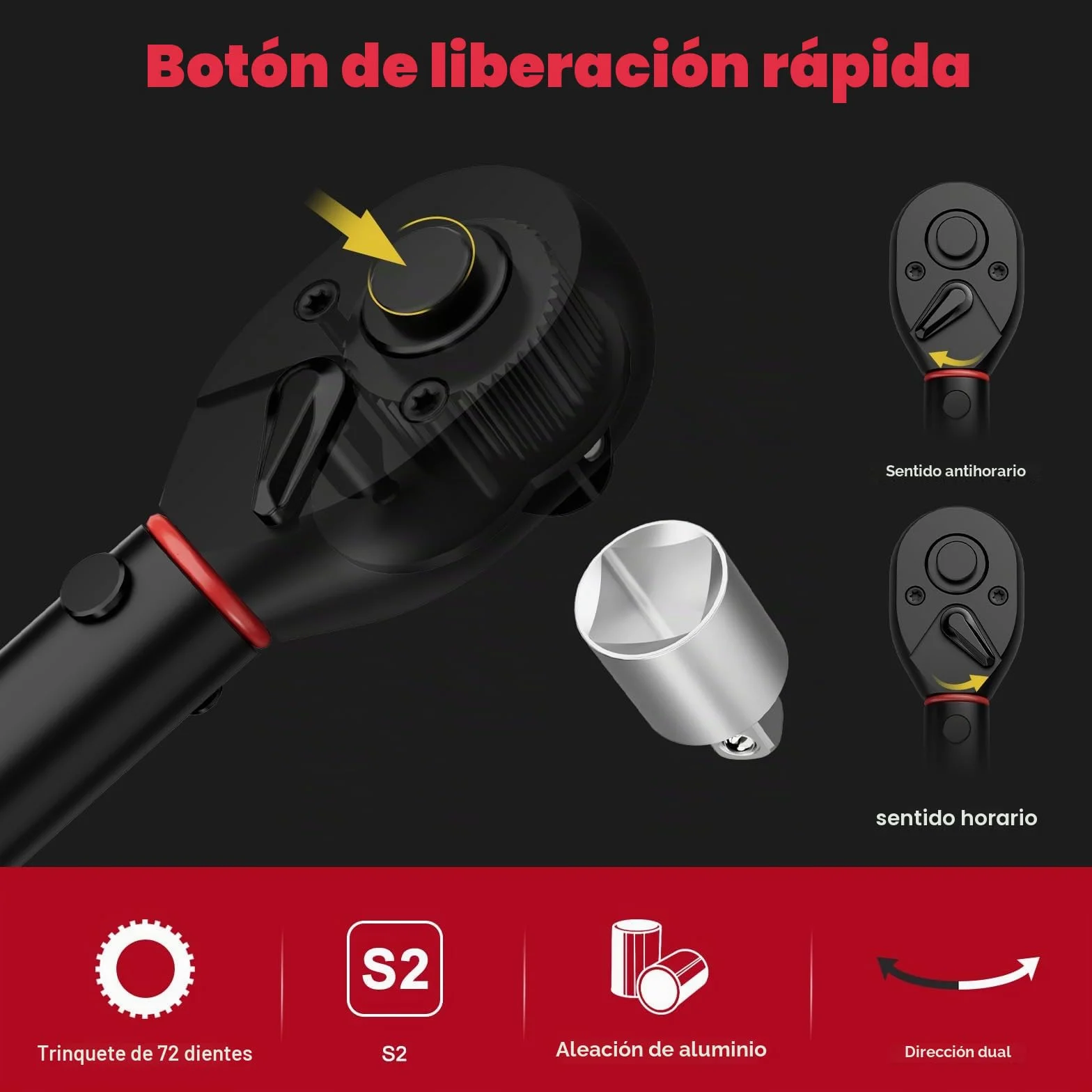 VANPO 3/8" Llave Dinamométrica 5-60Nm, 72 Dientes Bicicleta y Moto Llave Dinamométrica Set 3 Piezas con Barra de Extensión de 125cm, 3/8"-1/4" Adaptador, para Reemplazo de Bujía