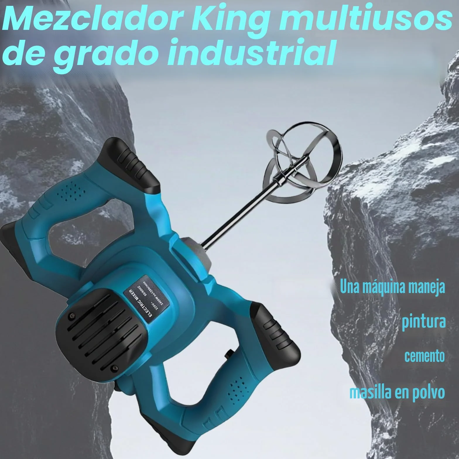 Mezclador de mortero M14 de 2400 W con motor sin escobillas, hormigonera eléctrica, 0–1700 rpm con control de velocidad de 6 niveles, para asfalto, cemento y lodo