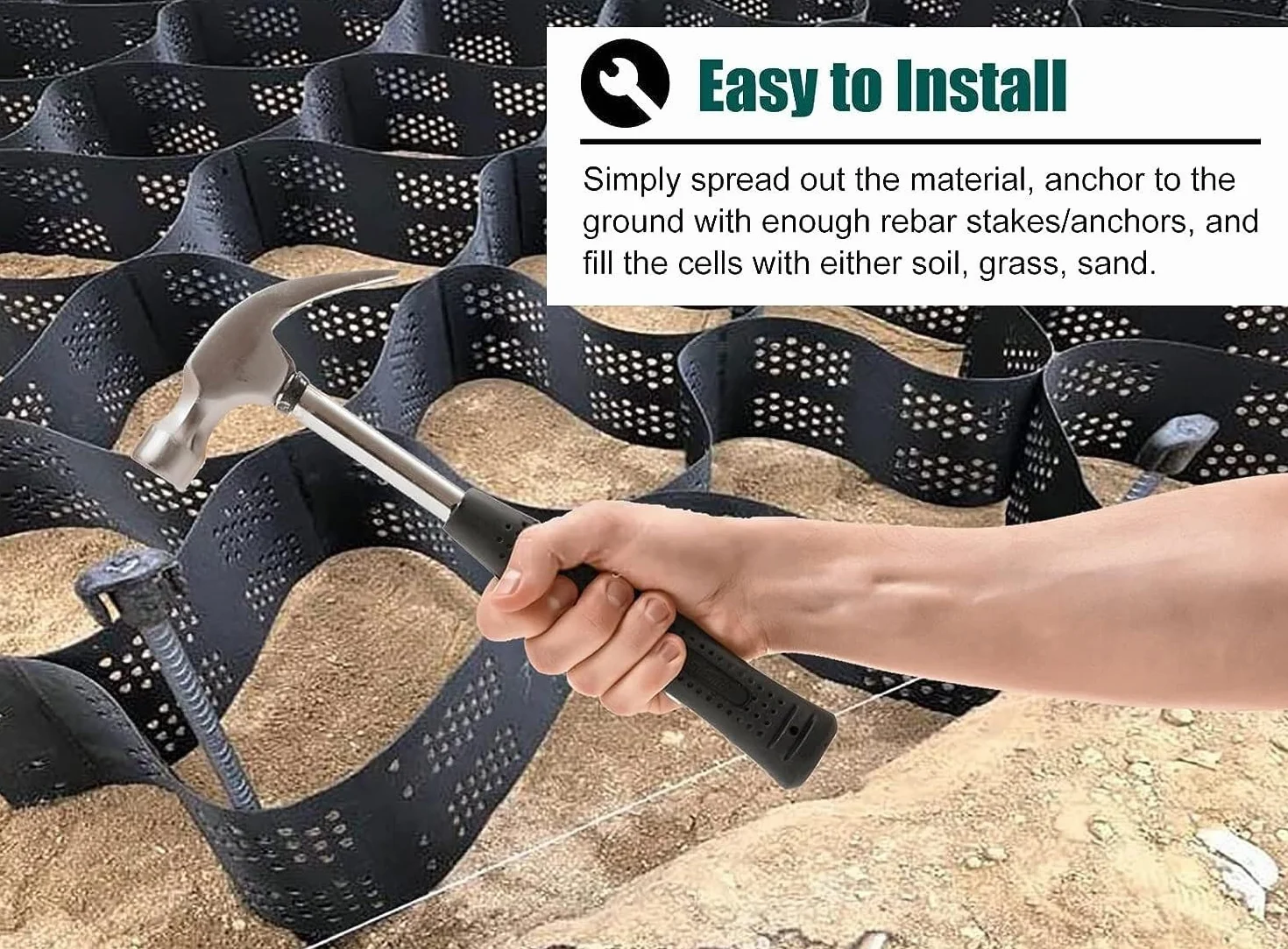 Rejilla de plástico para suelos Geomalla estabilizadora de grava con rejilla de tierra, rejilla de estabilización de suelo con resistencia a cargas pesadas, rejilla de entrada for pendientes o áreas p