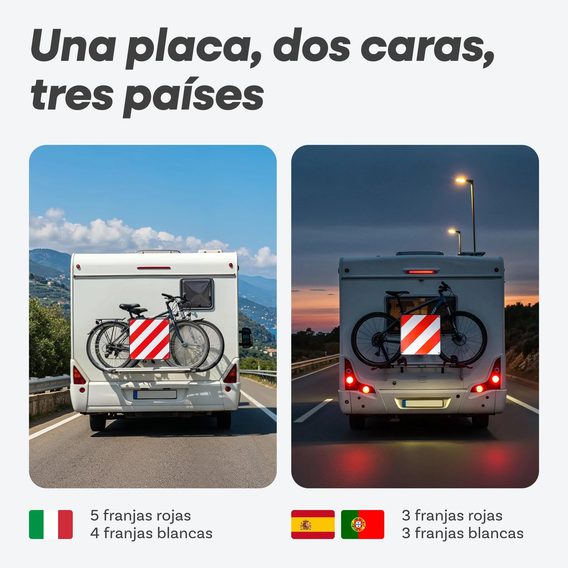 Prowiste Placa V20 Homologada – Señal V20 para portabicicletas – ECE R70 – Válida en Italia, España & Portugal – Aluminio Robusto – Montaje fácil con Correas & Bolsa (50×50 cm) | Aluminio robusto, fácil montaje con correas tensoras, incluye bolsa, señal d