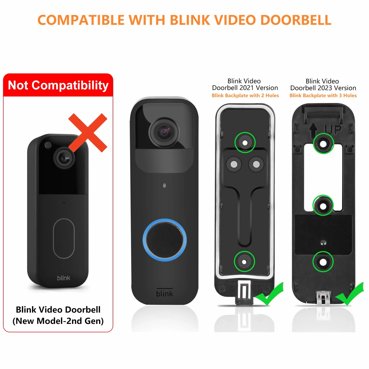 Cable de alimentación 2 en 1 con adaptador y soporte calcomanía para timbre compatible con timbre de video Blink de 1ª a 2023, transformador de timbre con cable de carga de 16.4 pies para cámara de