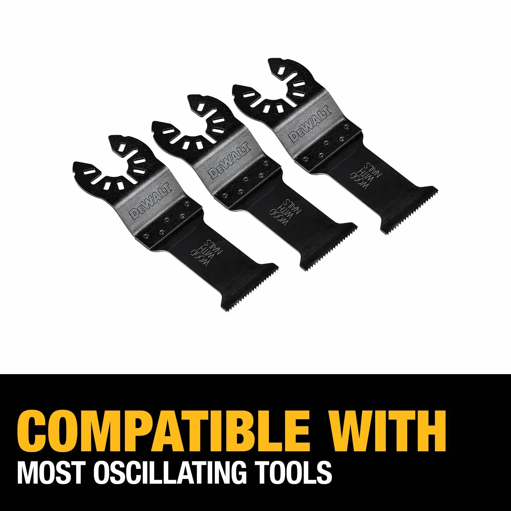 DEWALT Cuchillas oscilantes para madera con clavos, paquete de 3 (DWA4203-3), color negro