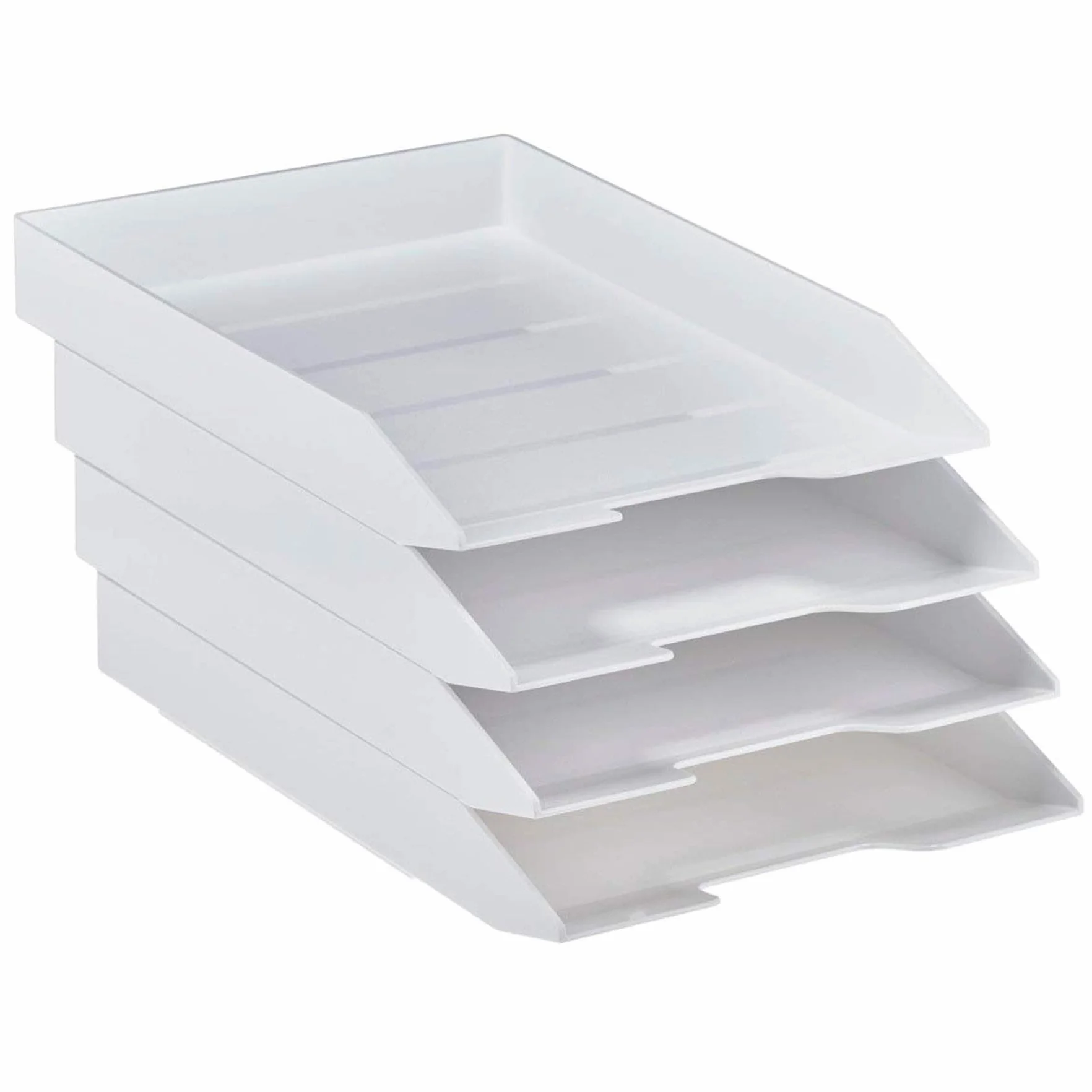 Acrimet Bandeja de Papel Apilable, Organizador de Cartas y Papeles en plastico de Carga Frontal para Oficina (Blanco, 1 Unidad)