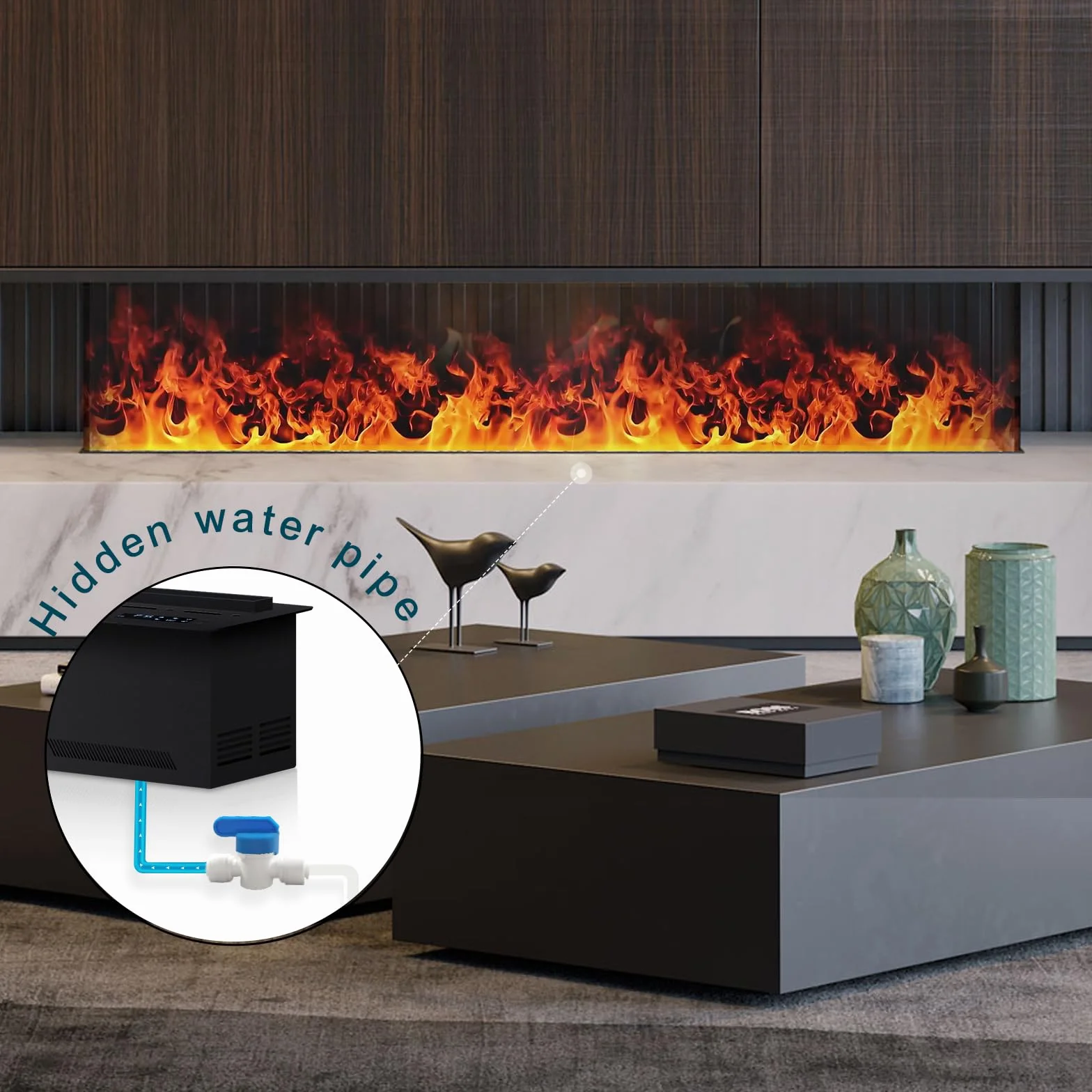 Chimenea de Vapor de Agua, Control Remoto Fuego eléctrico Inteligente, Chimenea eléctrica, 500mm