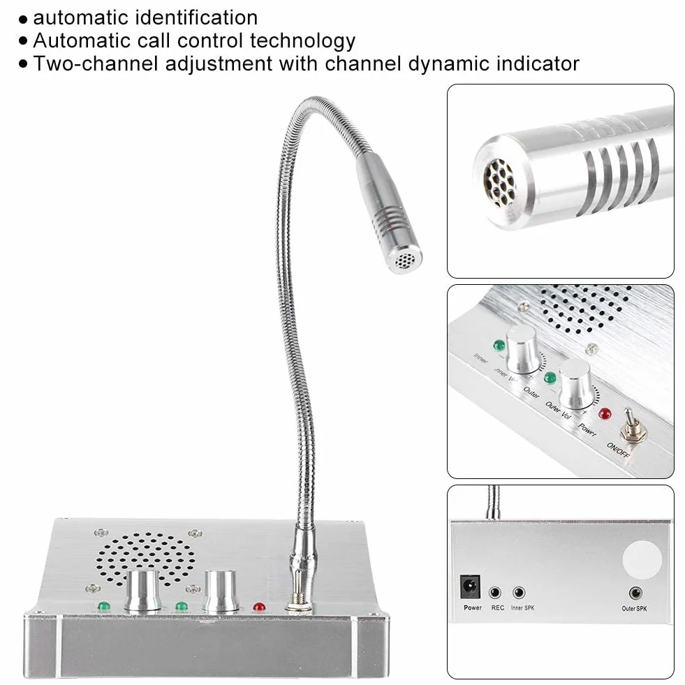 Sistema de Interfono de Doble Vía, Sistema de Intercomunicador de Dos Ventanas para Mostrador para Banco/hospital/taquilla, Antiinterferencia, Reducción Automática de Ruido