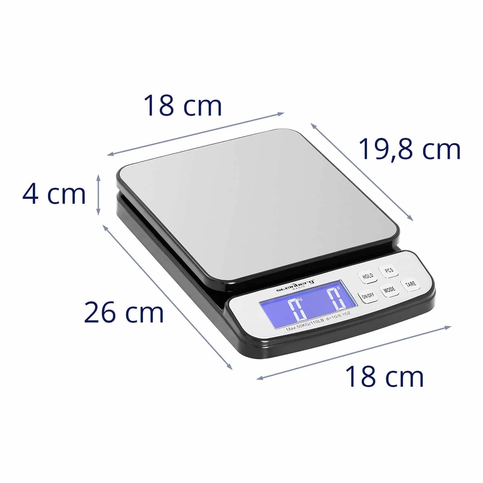 Steinberg Systems Balanza Pesacartas Digital Báscula Para Correo SBS-PT-50000 198x180 mm 5-50 kg Precisión 1 g