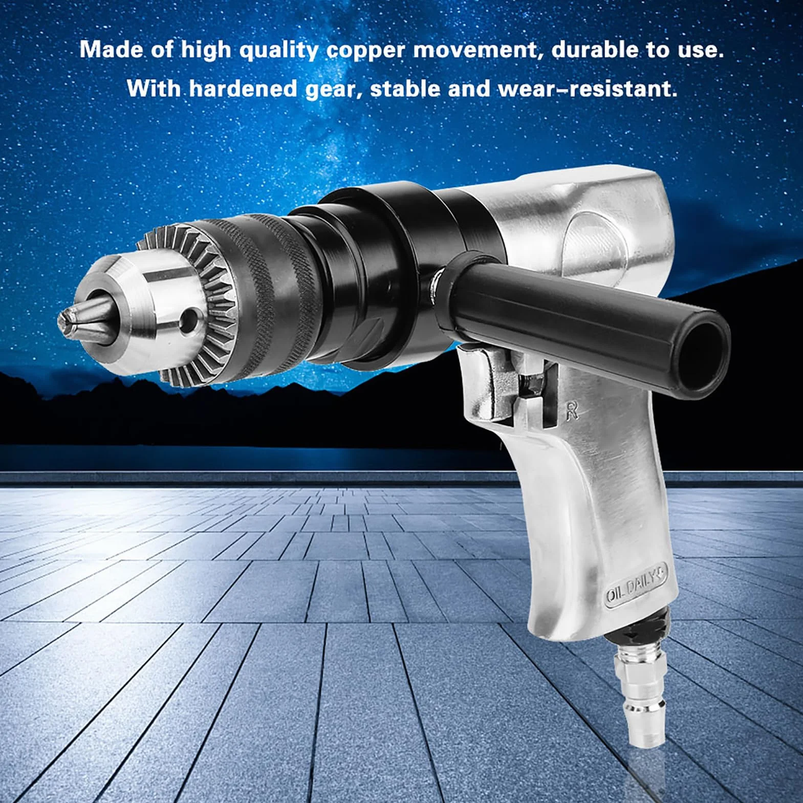 Tyenaza Taladro Neumático De Alta Resistencia De 1/2", KP - 554, Taladro Reversible CW/CCW De 900 RPM, con Mango Reversible De 360° para Operaciones De Perforación Profesionales