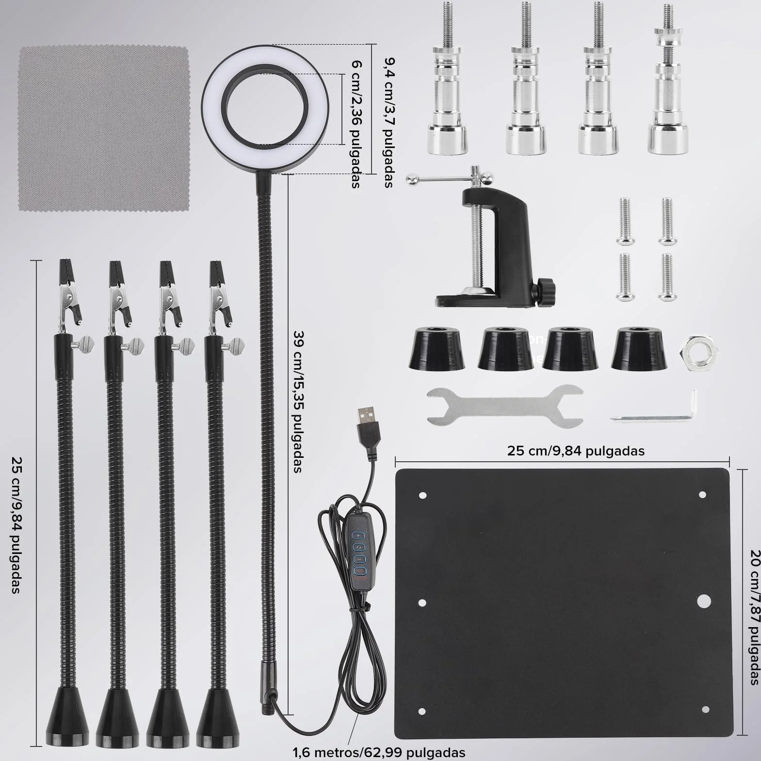 Estación de Soldadura de Lupas de Lupa 6x HD con Soporte Magnético, Reparación de la Placa de Circuito de Soporte para Productos Electrónicos, Modelos y Tareas de Soldadura, Luz