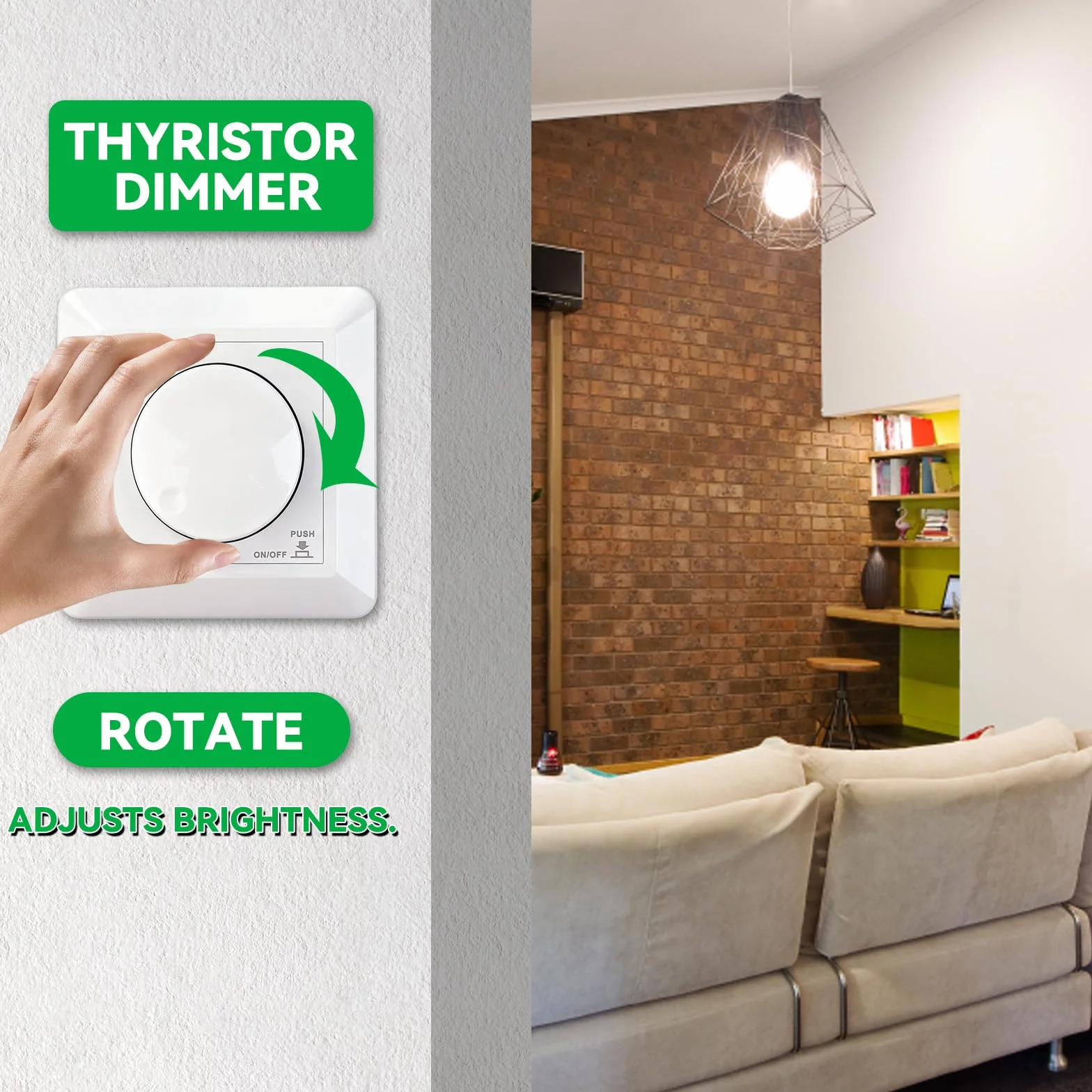 Regulador de intensidad led 230V dimmer interruptor regulador de luz 5-400W Incrustado regulables perilla de dimmer apto para lámparas LED monocromáticas incandescentes y halógenas BQ-TTDIM