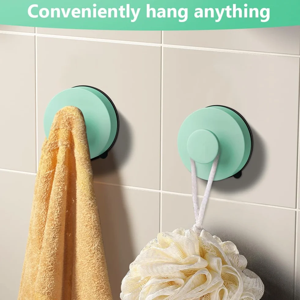 flintronic 2 Piezas Ganchos ventosa de Succión, Colgador Toalla baño, Gancho ventosa de Vacío, Pared sin Taladro Gancho de Pared para Colgar Llaves Abrigos Ropa Bolsos Ducha Acabado Cepillado, Verde