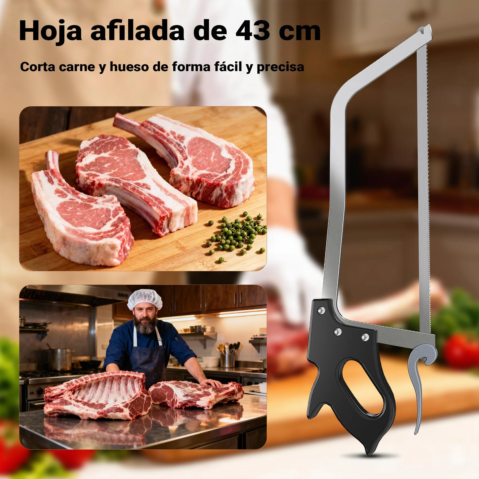XL Sierra manual carnicero Carne Huesos Carnicería profesional Hostelería Cocina Caza Despiece Corte