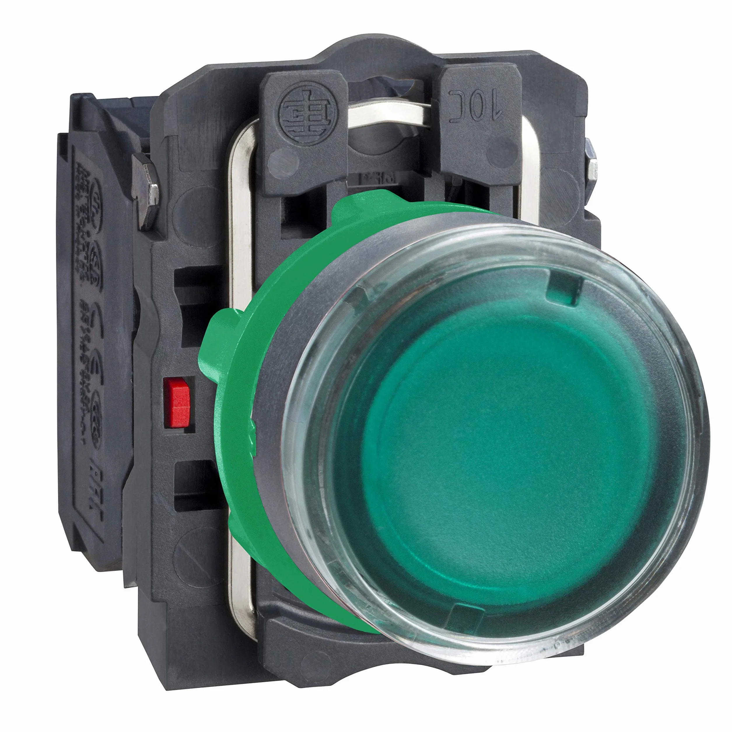 Schneider Electric XB5AW33M5 Pulsador Iluminado Diámetro 22, Retorno Resorte Nivelado, 240 V, 1 NA + 1 NC, Verde