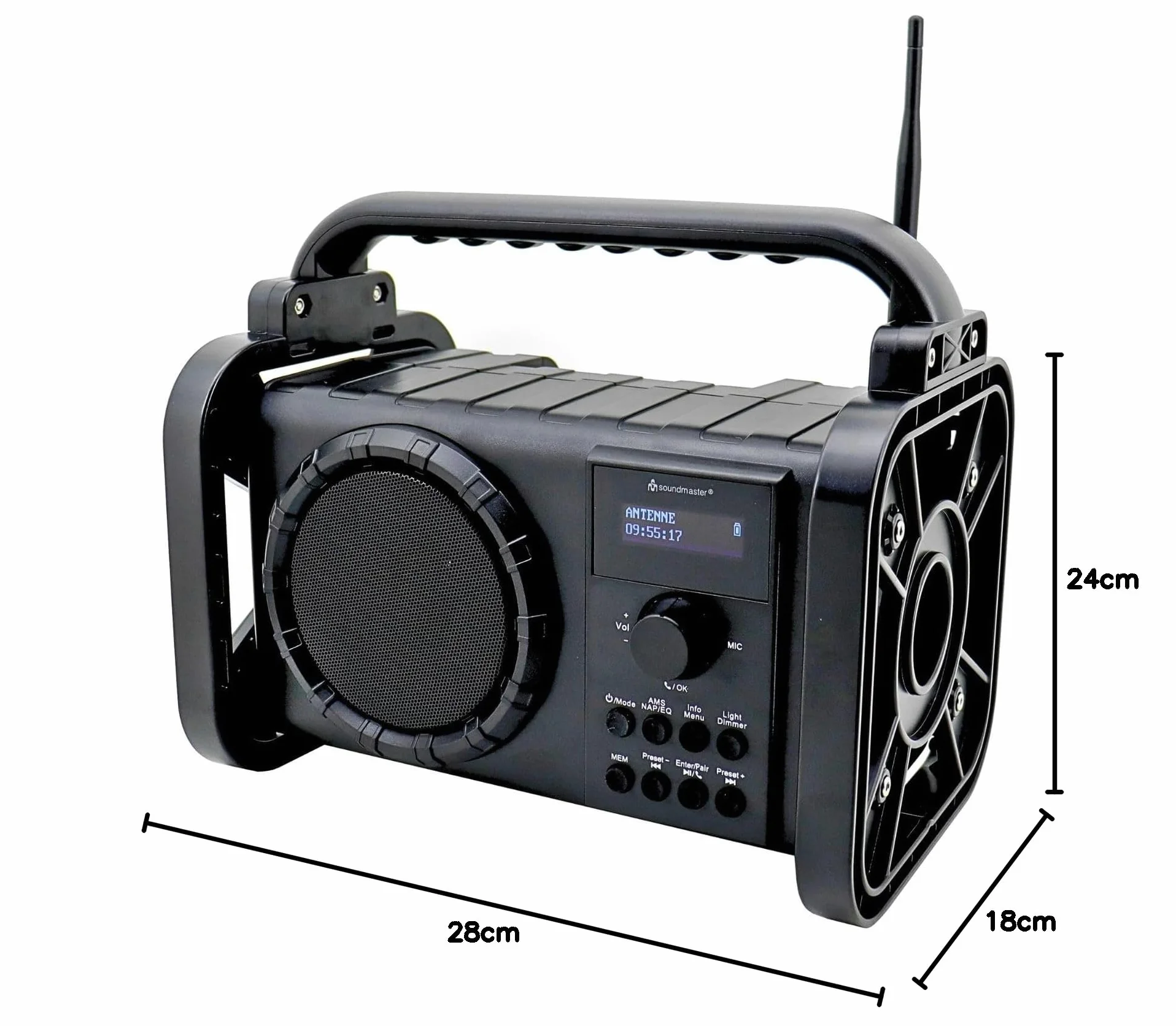 Soundmaster DAB80SG Radio para Obras con Dab+/UKW Bluetooth y batería de Iones de Litio