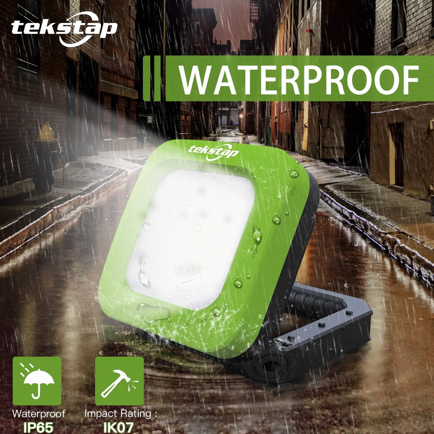 Tekstap Paquete de de trabajo LED recargables, 1000 lúmenes, magnéticas, portátiles, gancho para colgar y 3 modos, resistente al agua para reparación de automóviles, camping, emergencia (verde)