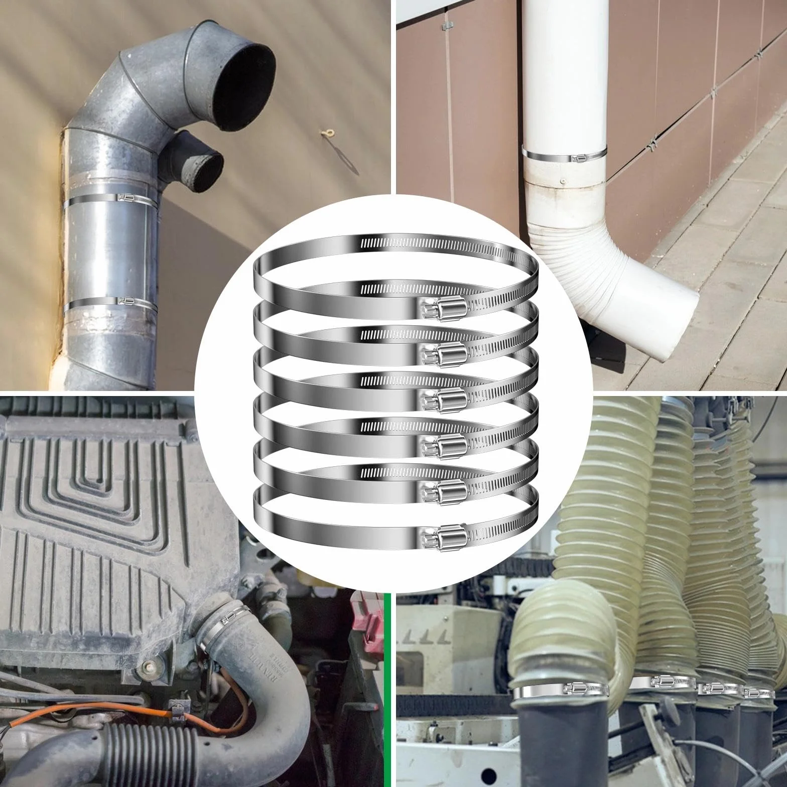 Abrazaderas Metalicas(141-165Mm), Manguera Tuberia Metal para Tubos de Agua Acero Inoxidable, Metálicas Abrazadera de Tubo, Metalica de Tubería, para Fijacción Mangueras y Tubería de Agua