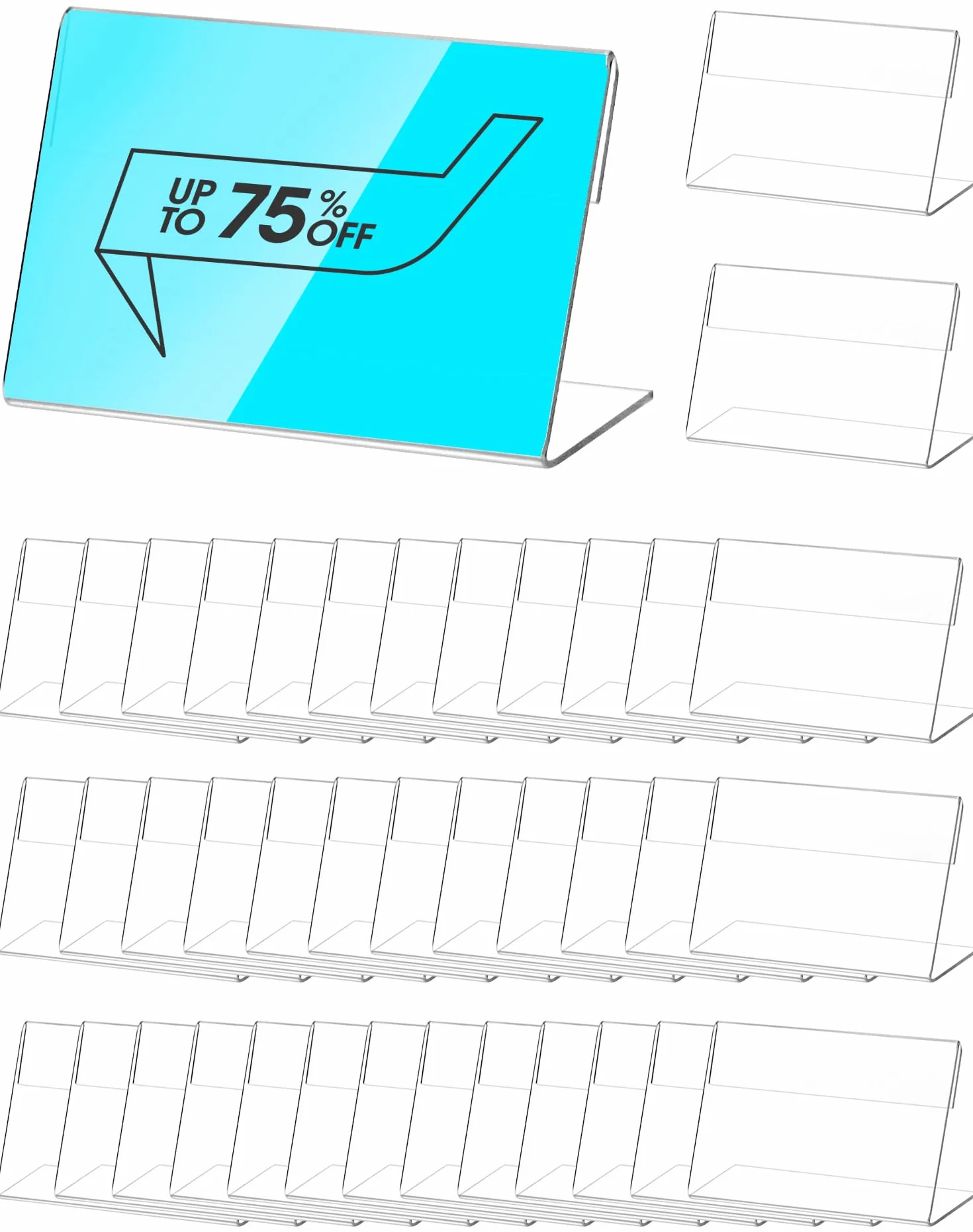 QWORK® Portaprecios Acrílico 40 Piezas Expositor Transparente para Tarjetas de Presentación y Etiquetas de Precio (8 x 5 cm)
