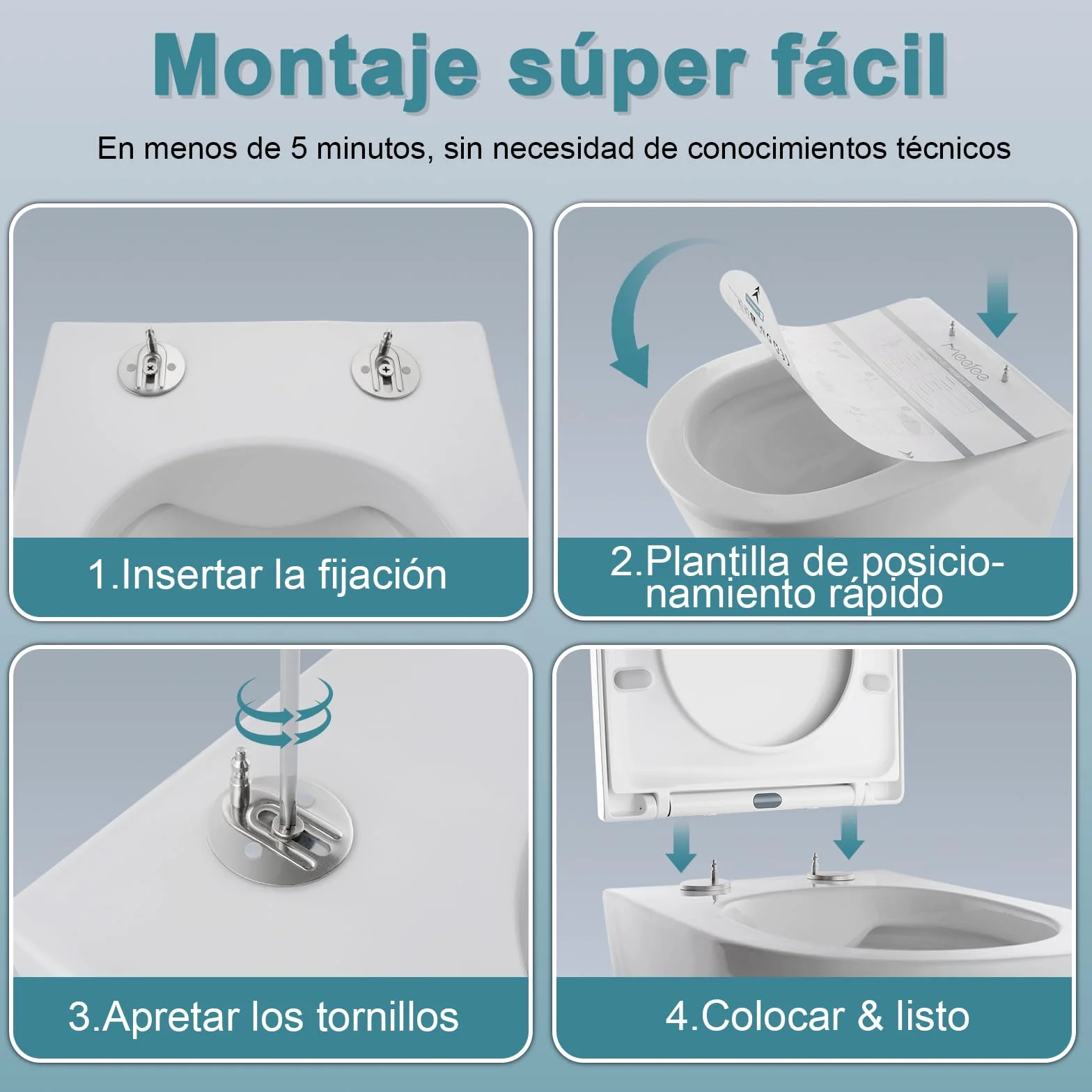 Tapa WC Universal Amortiguada D-Forma 430x360 mm, Duroplast Blanco