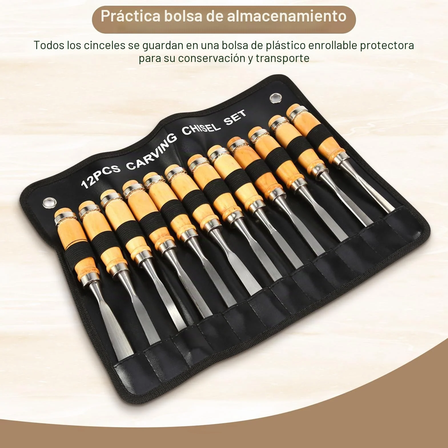 Juego de Cinceles para Madera, 12 Piezas, Cuchillo para Tallar Madera Profesional