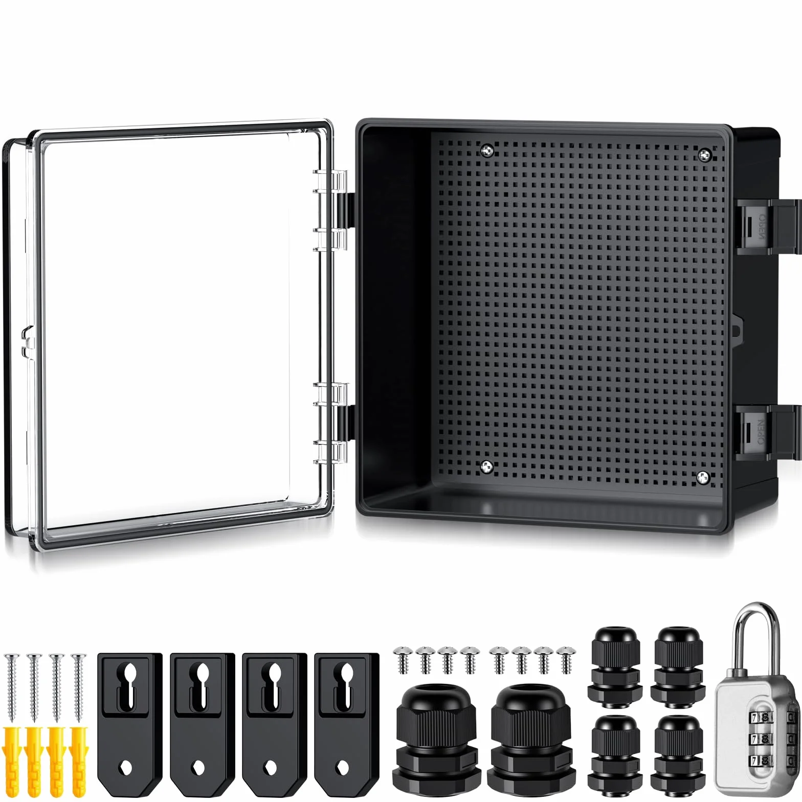 EYPINS Caja Estanca Exterior Electrica Impermeable IP67, Cuadro Eléctrico Superficie con Carcasa ABS, Cajas de Empalmes 30 * 30 * 17cm, Transparente