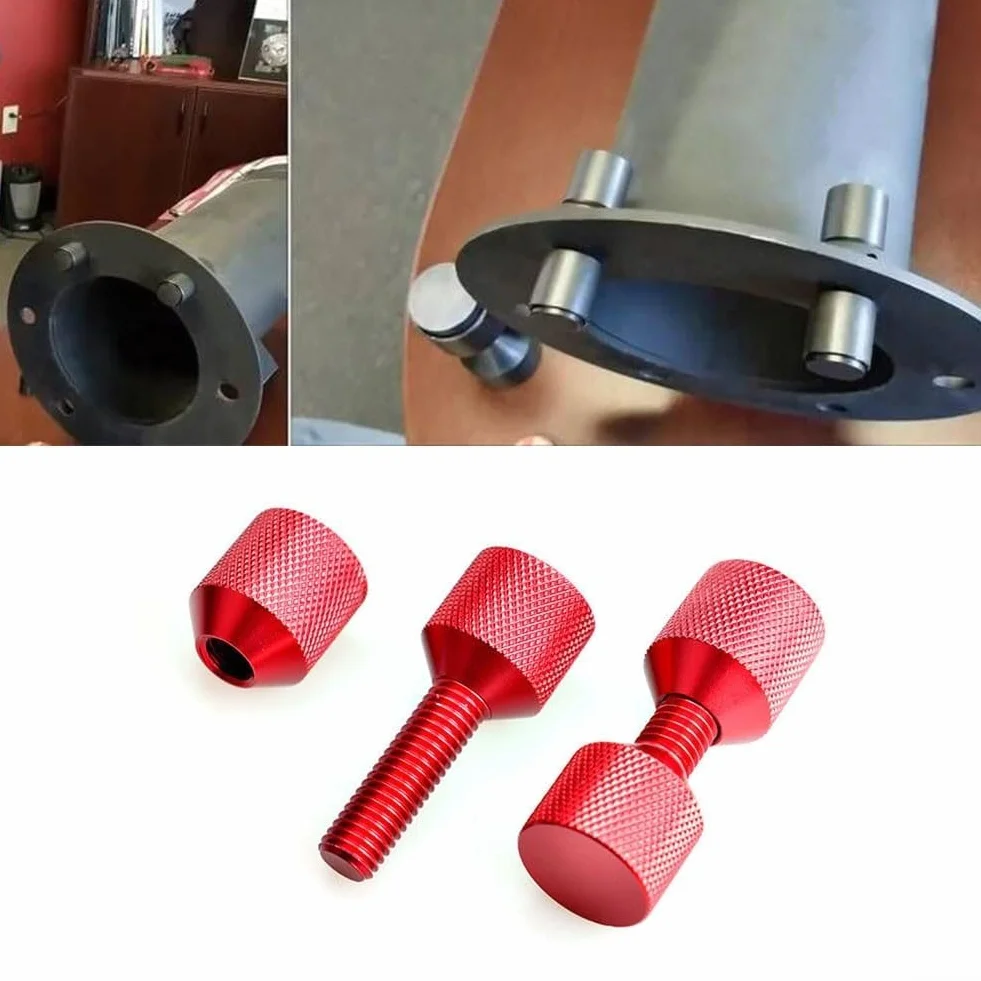 Juego de pasadores de posicionamiento de dos agujeros de brida de aluminio con nivel integrado para alineación de tuberías de 1-1/8 pulgadas degradado de agujero rojo negro (negro, 4 piezas)