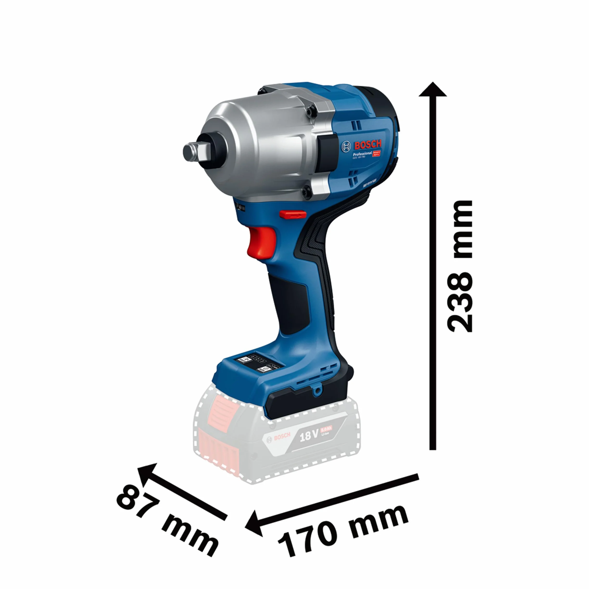 Bosch Professional 18V System Llave de Impacto a Batería GDS 18V-780