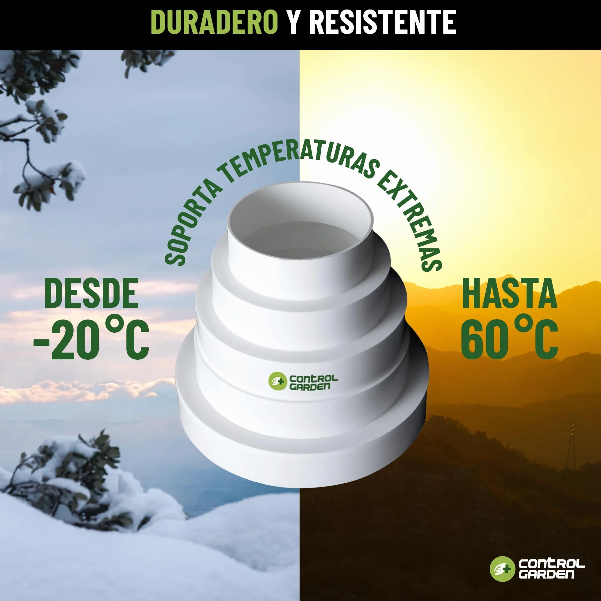 CONTROL GARDEN Pack x 2 Reductor Universal para Sistemas Ventilación Blanco - Acople Conector para Conductos Ventilación Diámetro Ø 80 100 120 125 150 mm - Reductor Tubo