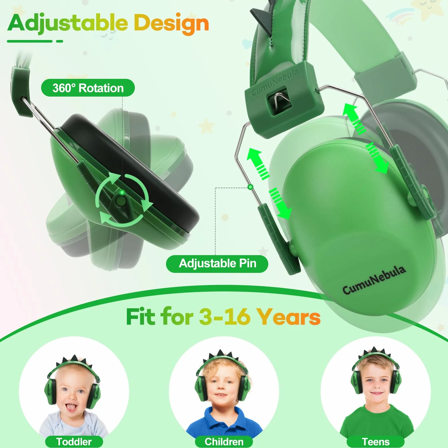 Protector Oído Niño SNR 28dB Diadema Ajustable Casco Antiruidos Profesional