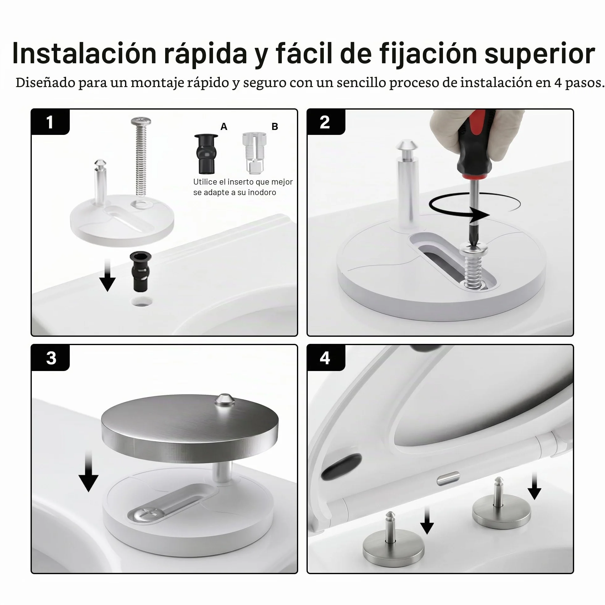 Asiento de inodoro de cierre suave, asiento de inodoro con liberación rápida para una fácil limpieza, asientos de inodoro estándar ovalados, fijación superior simple, asiento de inodoro universal, sin