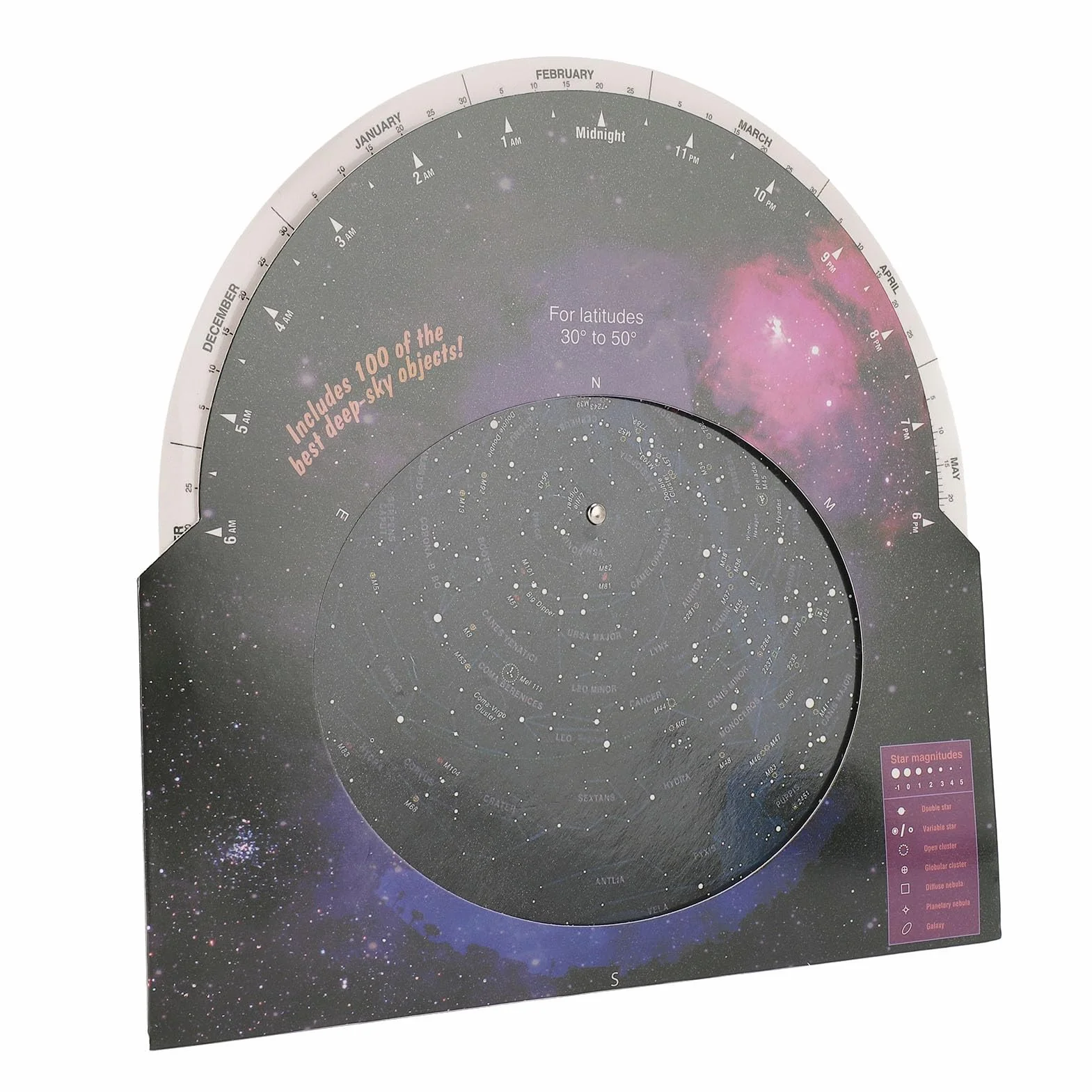Planisferio Star Target, Guía de Mapas Estelares de Astronomía con 100 Cúmulos de Estrellas, Nebulosas y Galaxias, para Observar Constelaciones, Estrellas Brillantes y Objetos