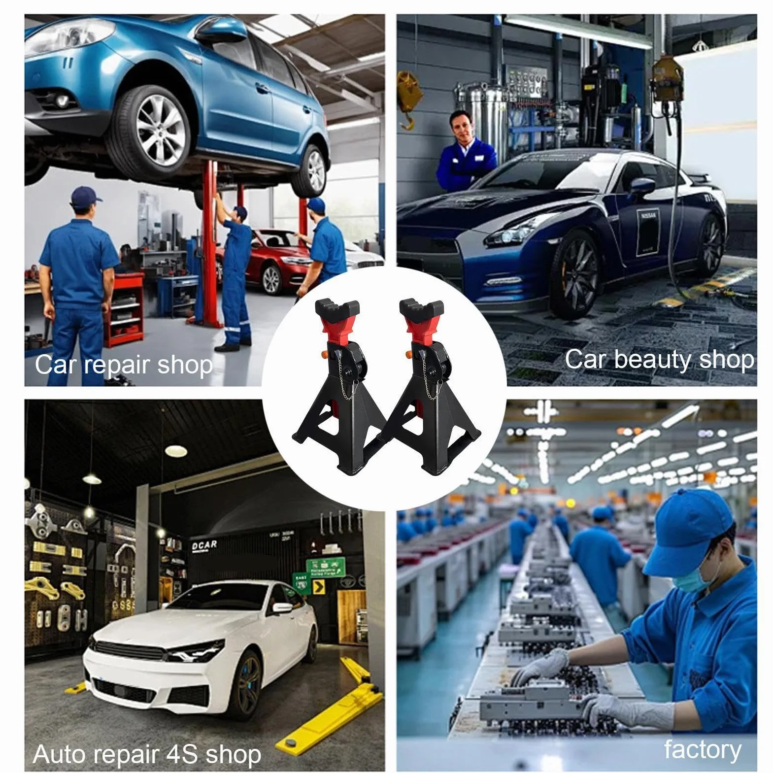 Caballetes 3 Toneladas 3/6 Toneladas Trabajo Pesado Altura Ajustable Con | Soporte Coche Portátil Para Remolques Camiones Vehículos Automoción SUV Motocicletas Garaje