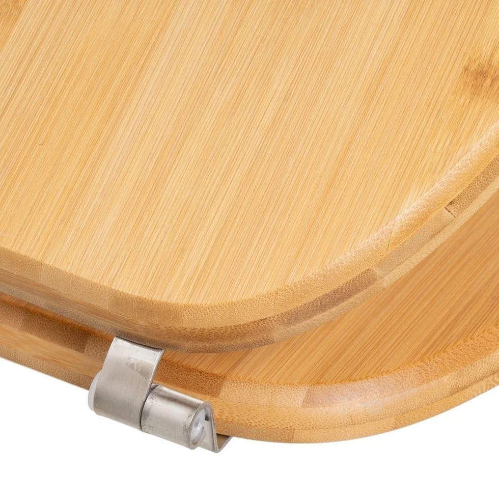 Tapa para WC universal original de madera bambú natural con bisagras de acero inoxidable 34x41 cm