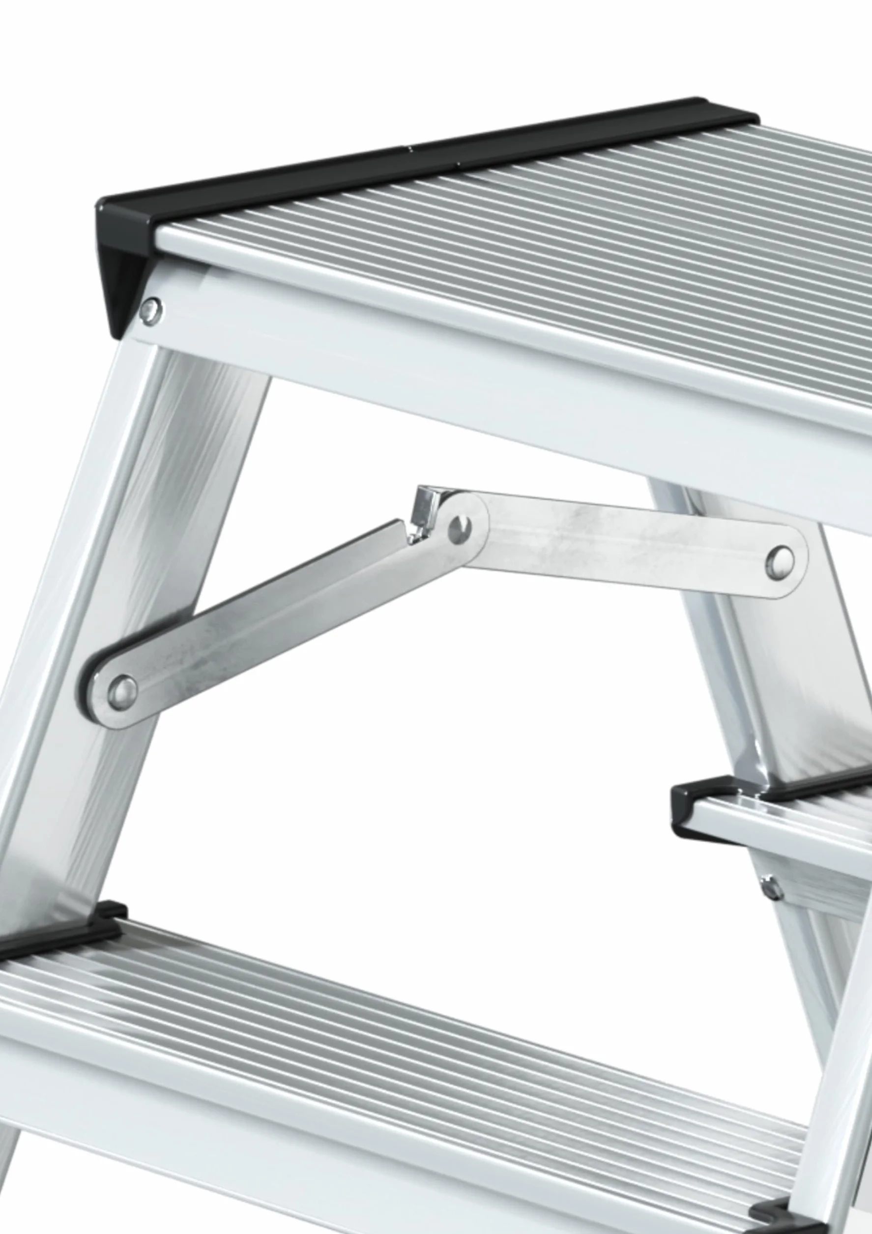 DRABEST Escalera de Tijera peldaños Plegables Escalera de Aluminio Escalera doméstica accesible por Ambos Lados 2x2 peldaños cargable hasta 125 kg