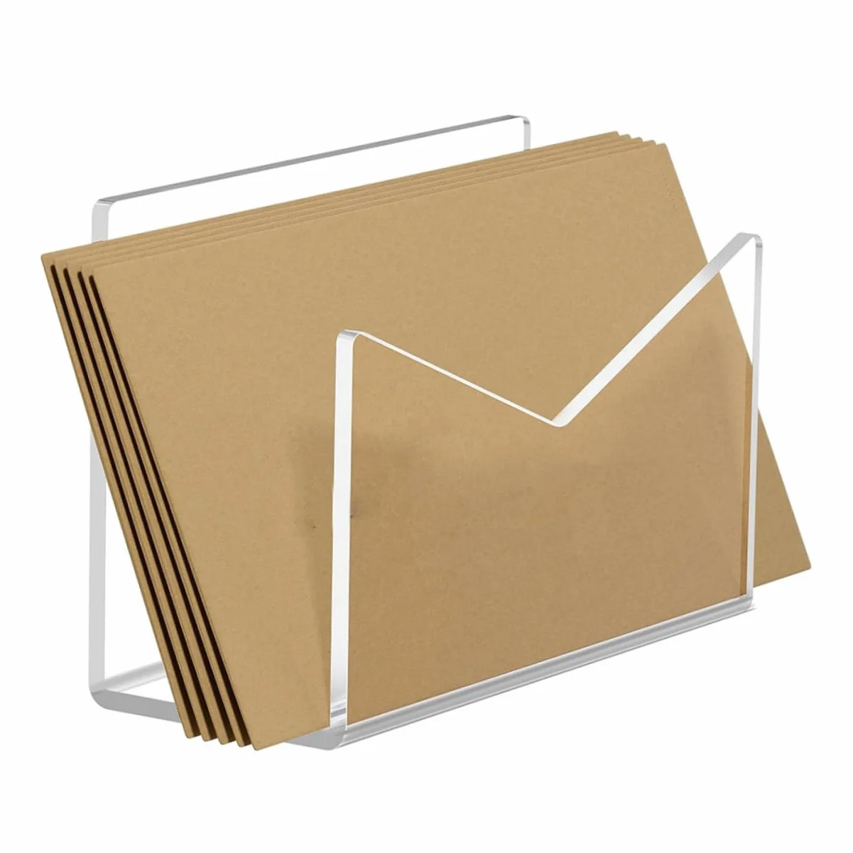 TEHAUX Organizador De Correo Transparente Acrílico Bandeja De Papel Porta Sobres Revistero Para Mesa