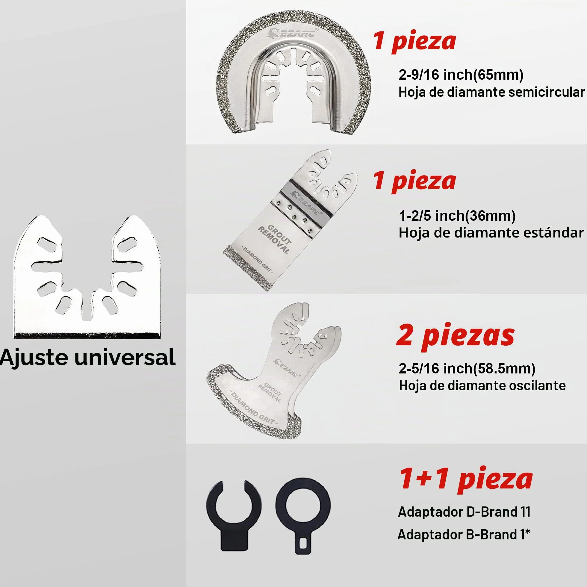 EZARC Juego de hojas de sierra oscilante de diamante, hojas de sierra de corte, mortero, multiherramienta, precisas, para eliminación de lechada, paquete de 4