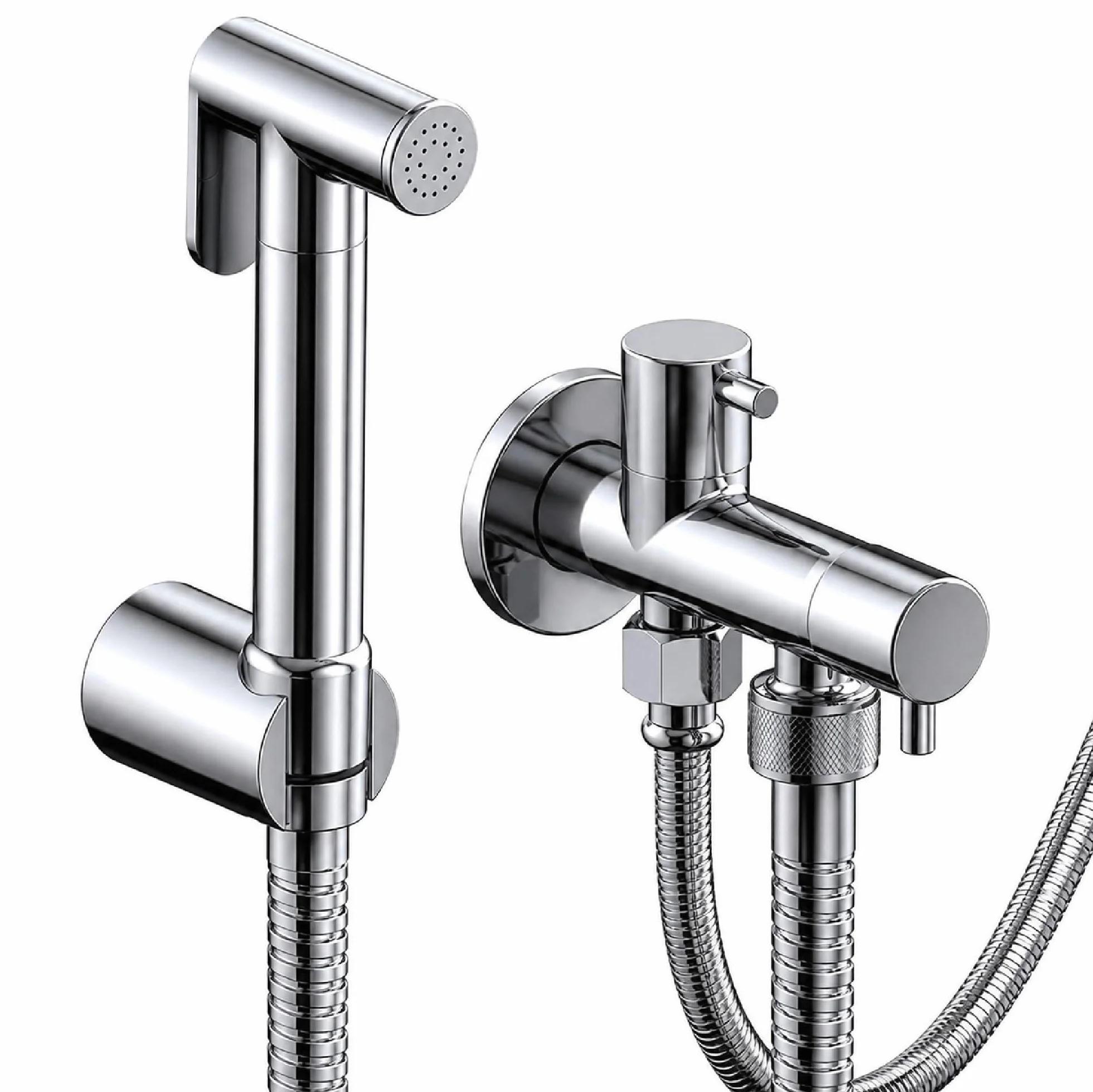 Grifo Ducha WC Fluvia – Ducha Higiénica para Inodoro con Bidé de Mano – Latón Cromado – Flexible Anti-Twist – Soporte y Llave de Escuadra – Garantía 3 Años