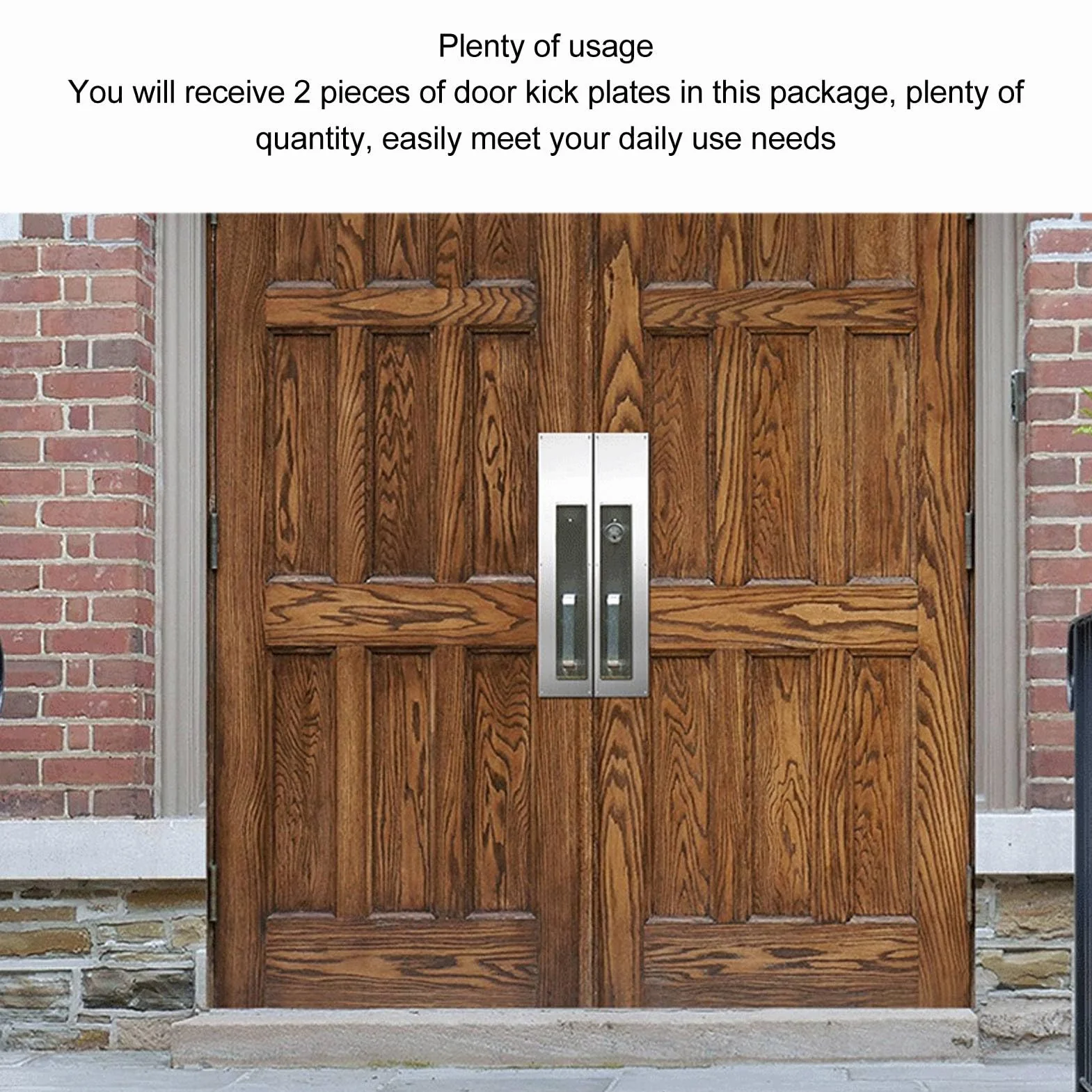 Placa de protección para puerta, 2 piezas de placas de protección de acero inoxidable de 16 x 4 pulgadas para puertas interiores y exteriores, evita que la puerta patee