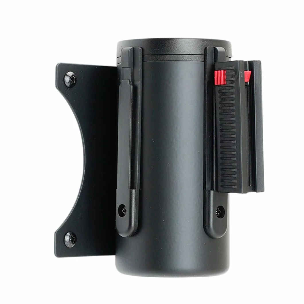 Danieli Store | Barrera de Pared Metálica de 3 Metros con Cinta y Clip Receptor | Barandilla Extensible con Cinta Retráctil | Barrera de Seguridad con Montaje a Pared (ROJO)